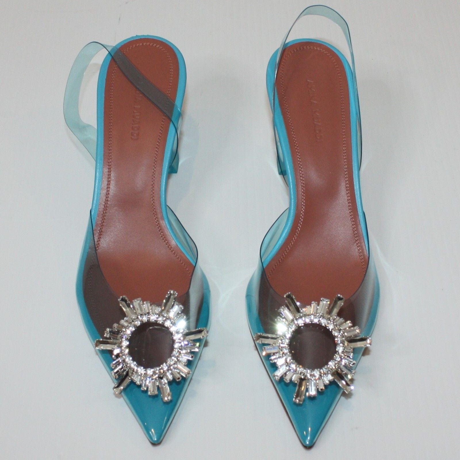 Amina Muaddi Begum Glass Pointed Toe Slingback Shoes US 10 / EU 40 $1220 Size US 10 / IT 40 - 9 Thumbnail