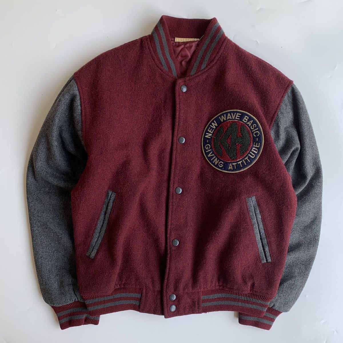 Japanese Brand × Vintage Vintage 90s New Wave Basic Varsity Bombers Wool Jacket Size US L / EU 52-54 / 3 - 1 Thumbnail