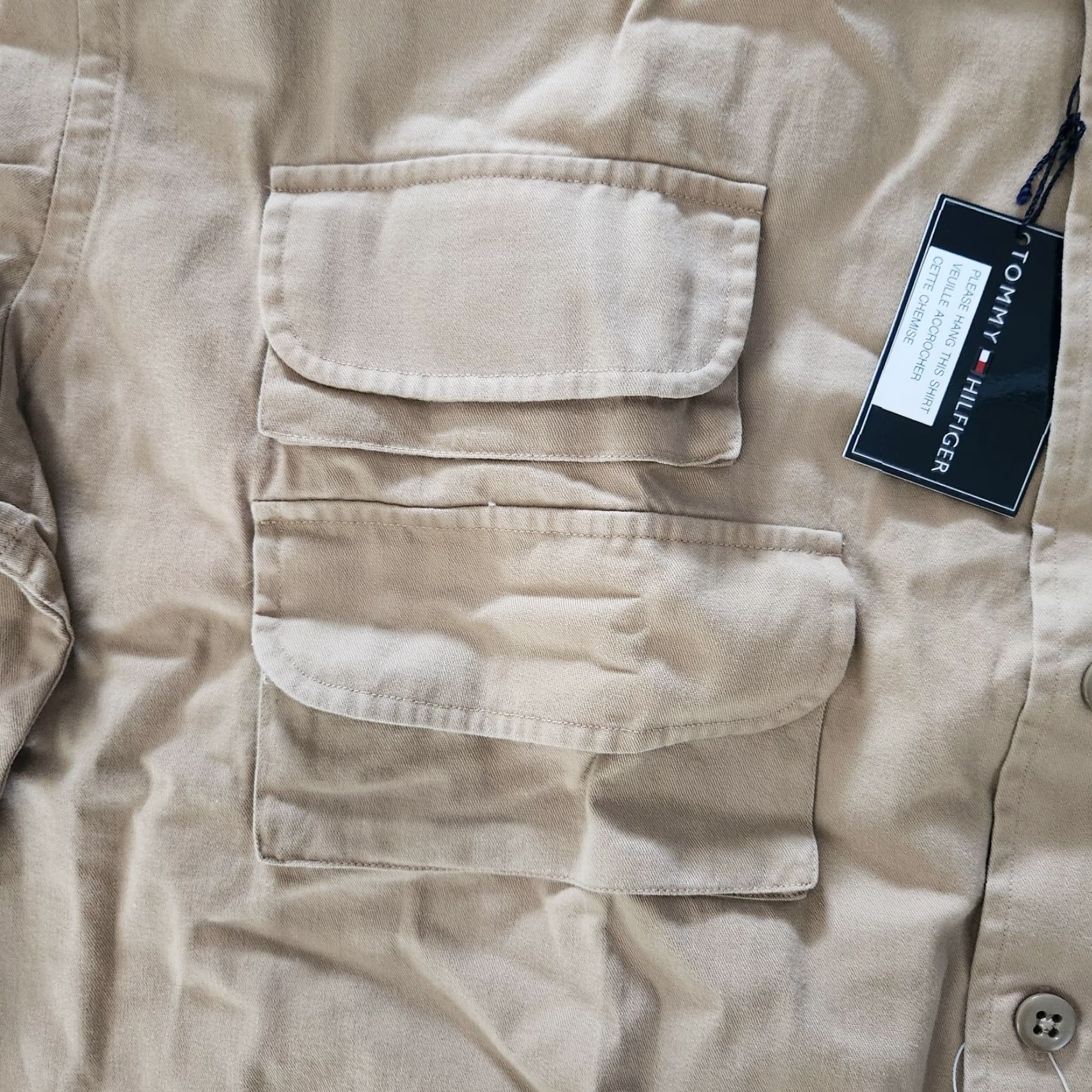Tommy Hilfiger VINTAGE Tommy Hilfiger Canvas Shirt Outdoors Camping Hunting XL Tan Beige Mens Button-Up Overall Casual Size US XL / EU 56 / 4 - 4 Thumbnail