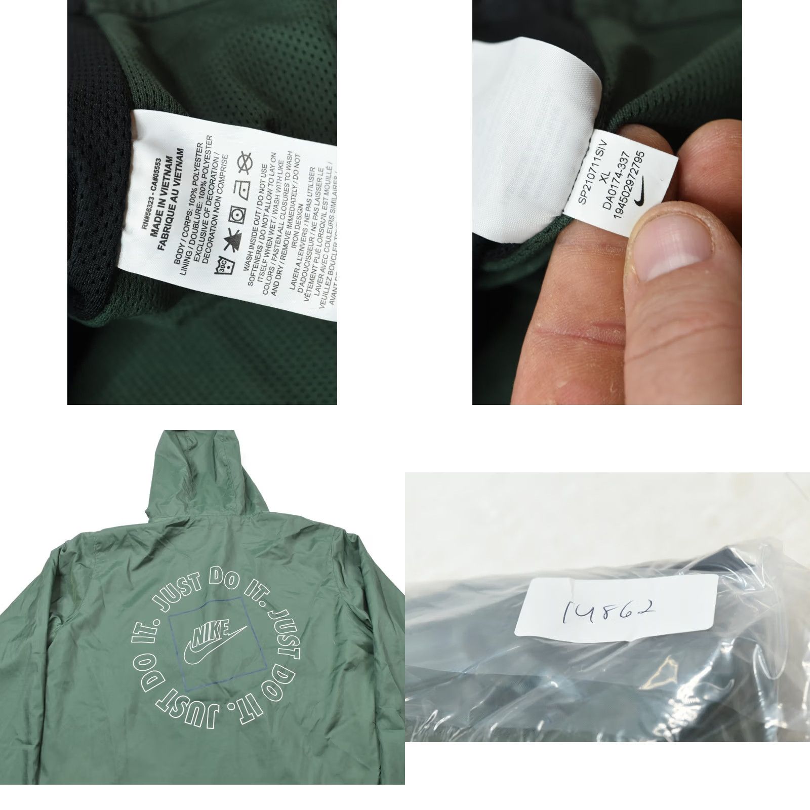 Nike Nike Sportswear Just Do It Windbreaker Jacket Mens XL Green Long Sleeve Pullover Size US XL / EU 56 / 4 - 9 Thumbnail