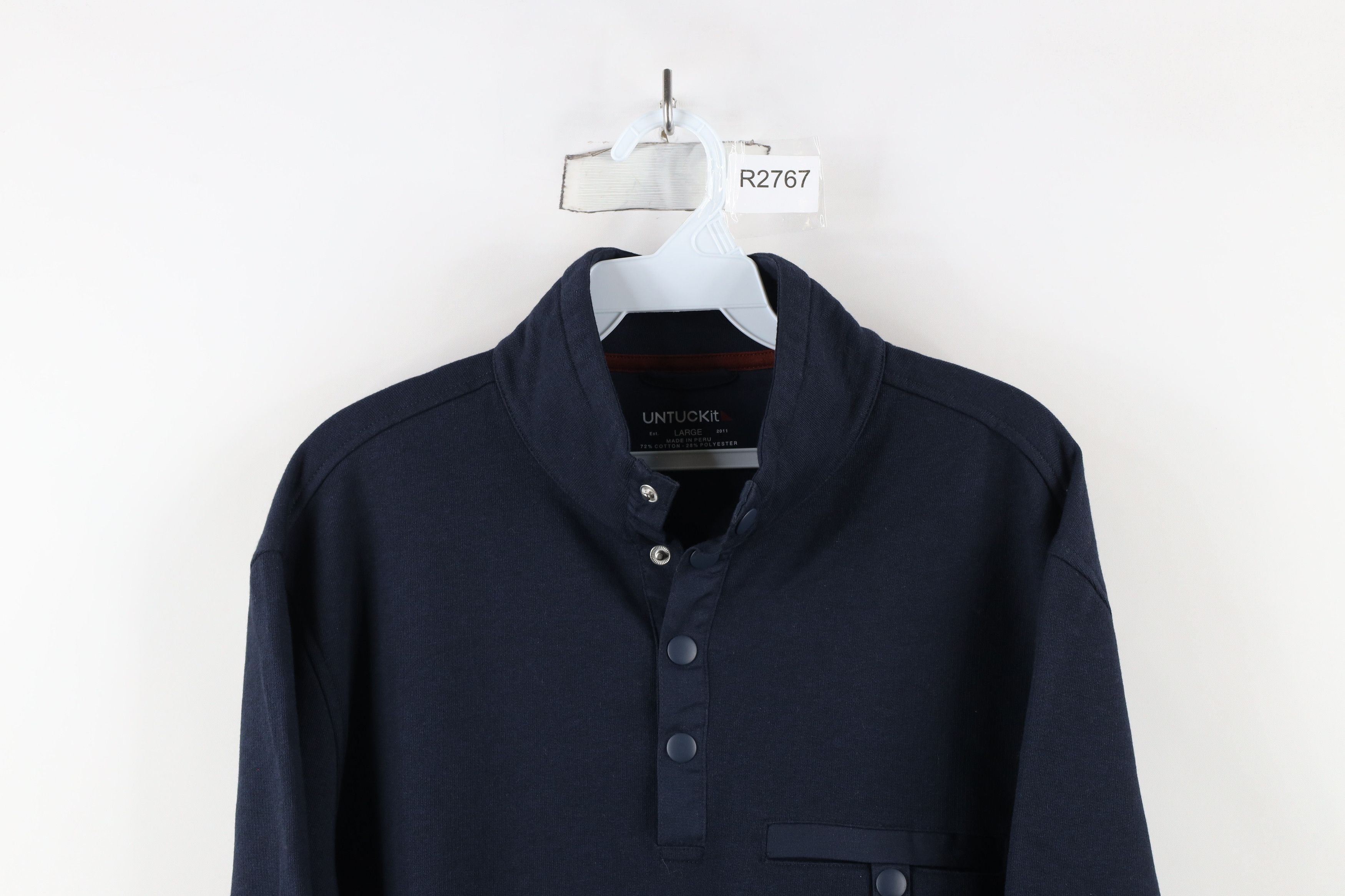 UNTUCKit × Vintage Untuckit Blank Snap Button Fleece Pullover Sweater Navy Blue Size US L / EU 52-54 / 3 - 2 Thumbnail