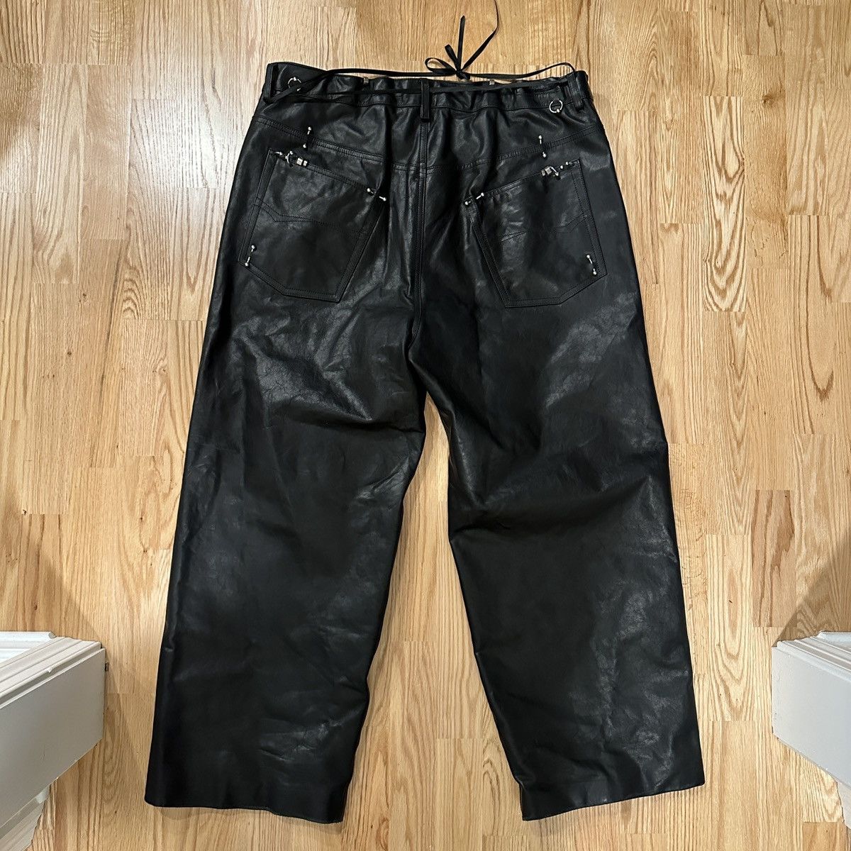 Balenciaga PIERCED BAGGY LEATHER PANTS Size US 32 / EU 48 - 2 Thumbnail