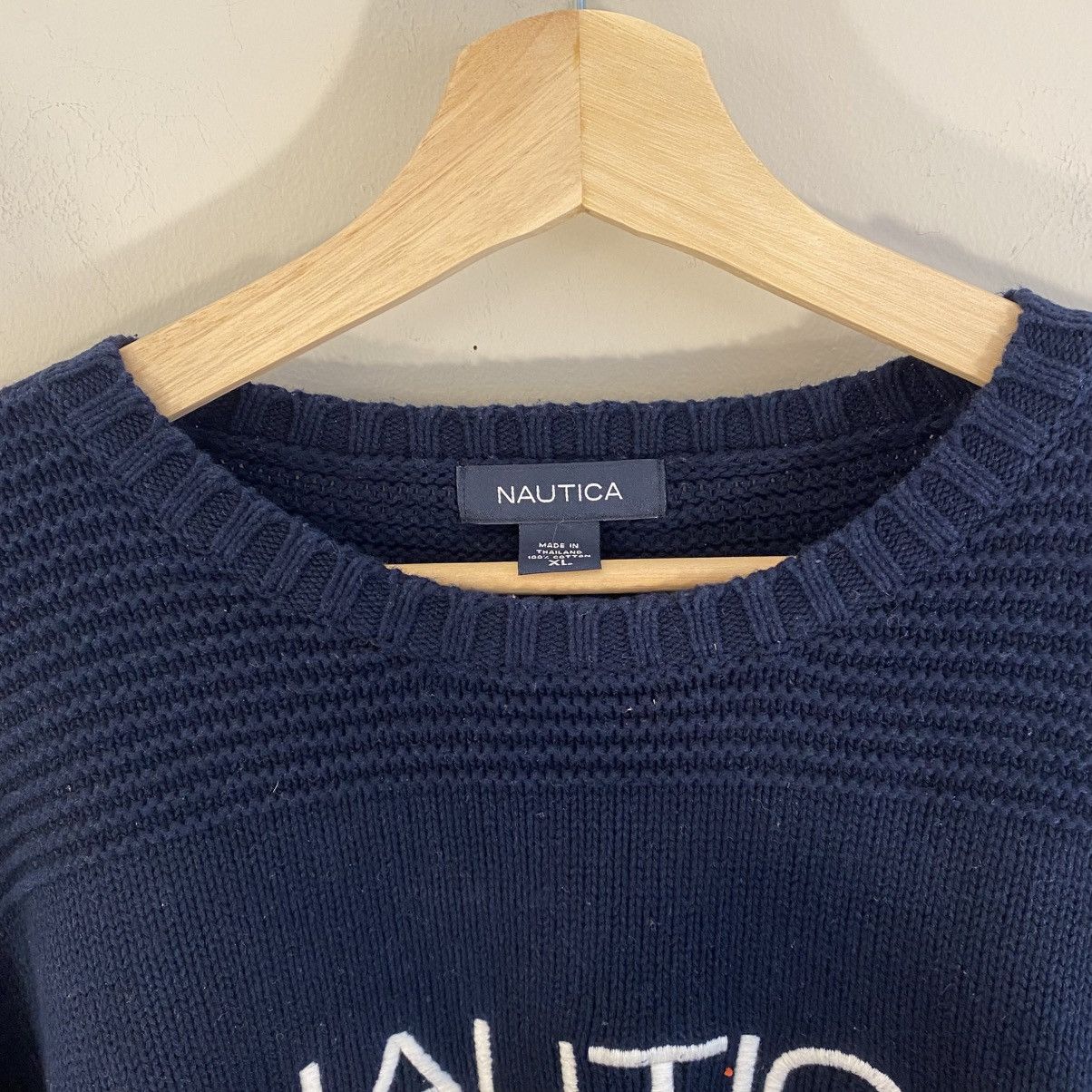Nautica × Vintage Vintage Y2K Nautica Logo Knit Sweater XL Size US XL / EU 56 / 4 - 4 Thumbnail