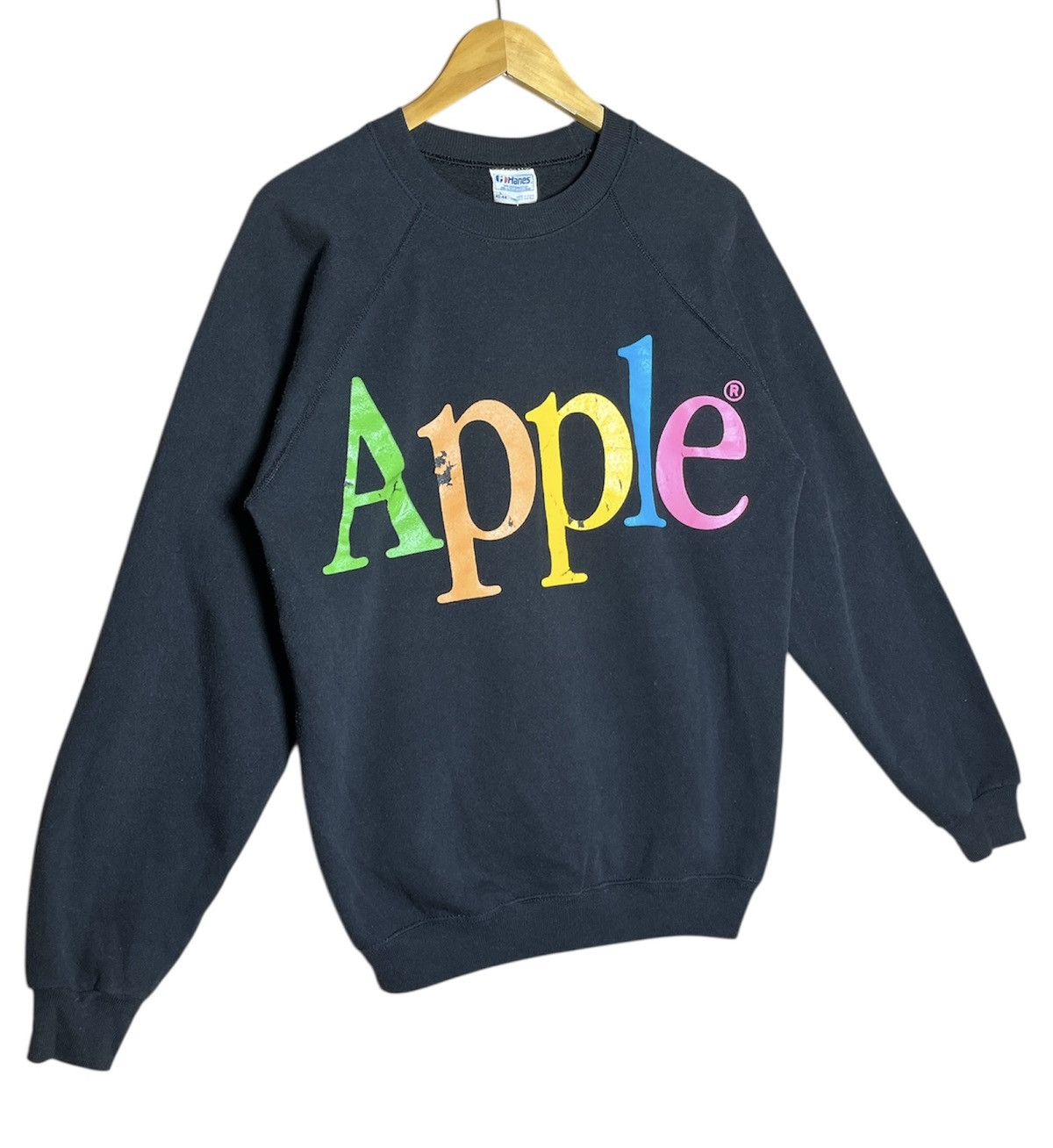 Hanes Vintage 80’s Apple Rainbow Logo Crewneck Sweatshirt Size US L / EU 52-54 / 3 - 2 Thumbnail