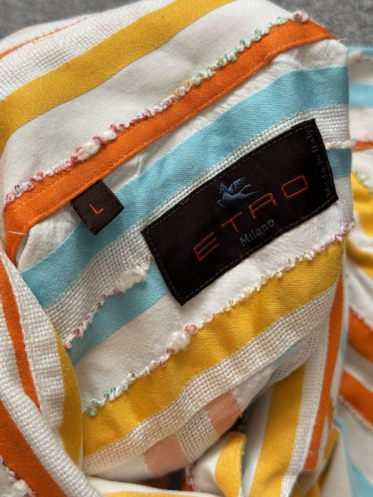 Etro × Vintage ETRO L striped multicolour shirt button up dress long sleeve Size US L / EU 52-54 / 3 - 9 Thumbnail