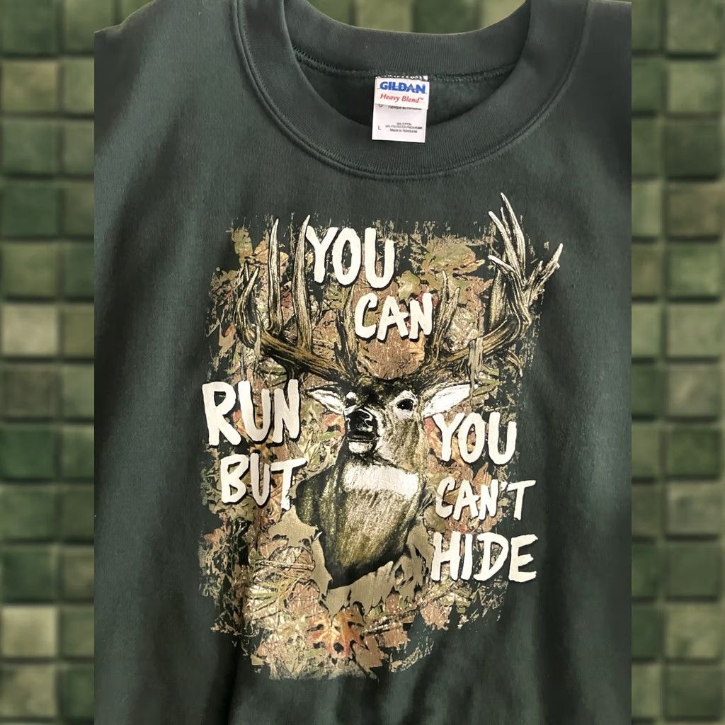 Gildan NATURE Wildlife Deer Graphic Sweatshirt Men’s Large Hunting Shirt Humorous Gildan Green 90s Animals Outdoors Moose Head Vintage Logo Sweatshirt Mens Size US L / EU 52-54 / 3 - 1 Thumbnail