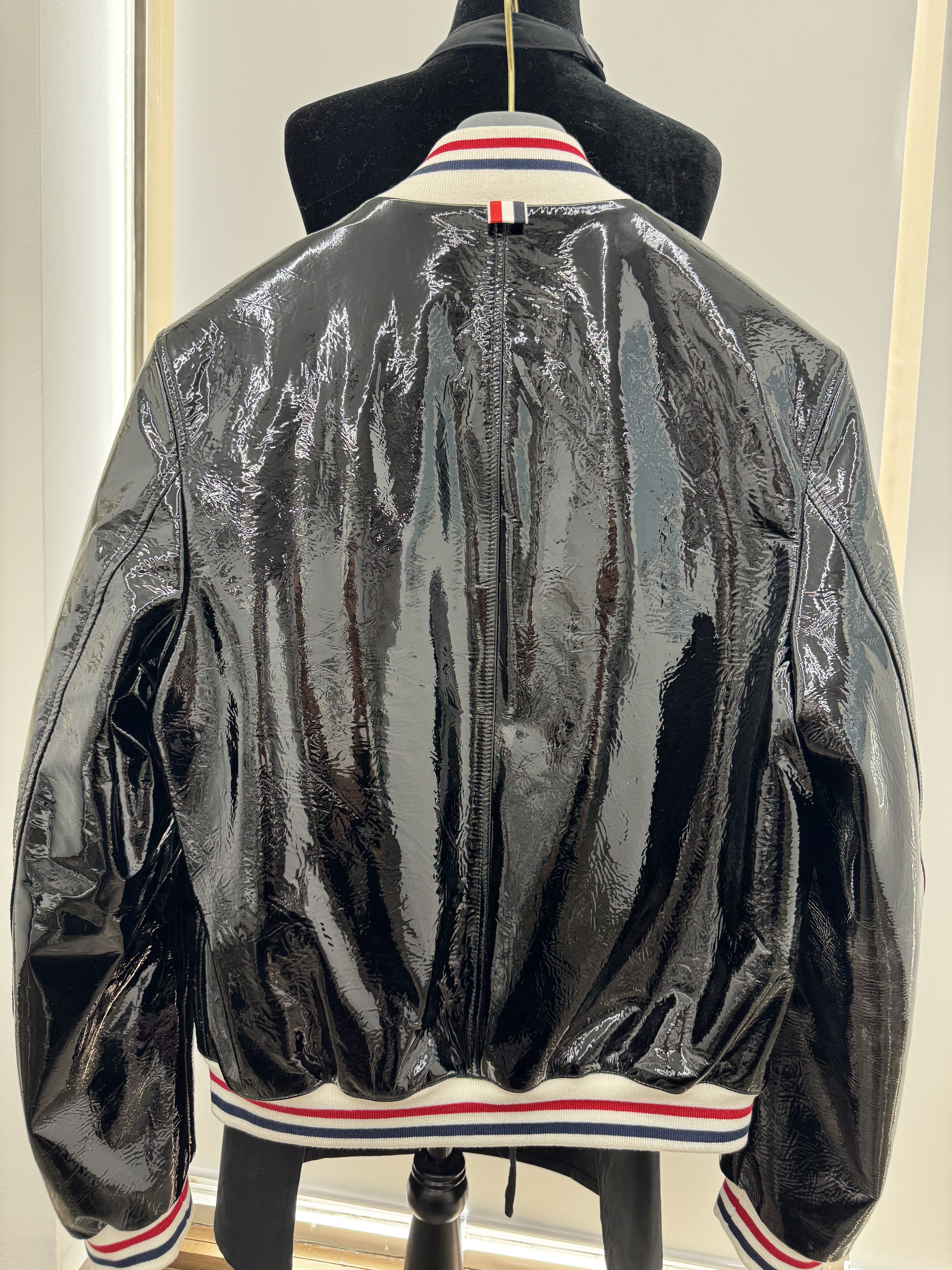 Thom Browne Fitted Varsity Jacket W/Front Zip in Patent Leather Size US M / EU 48-50 / 2 - 2 Thumbnail