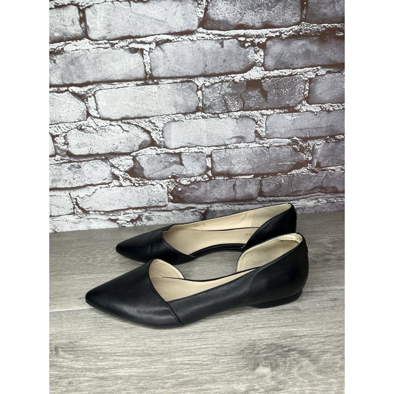 Cole Haan Cole Haan D’Orsay Black Leather Pointed Toe Slip On Flats Wo Size US 8 / IT 38 - 16 Thumbnail