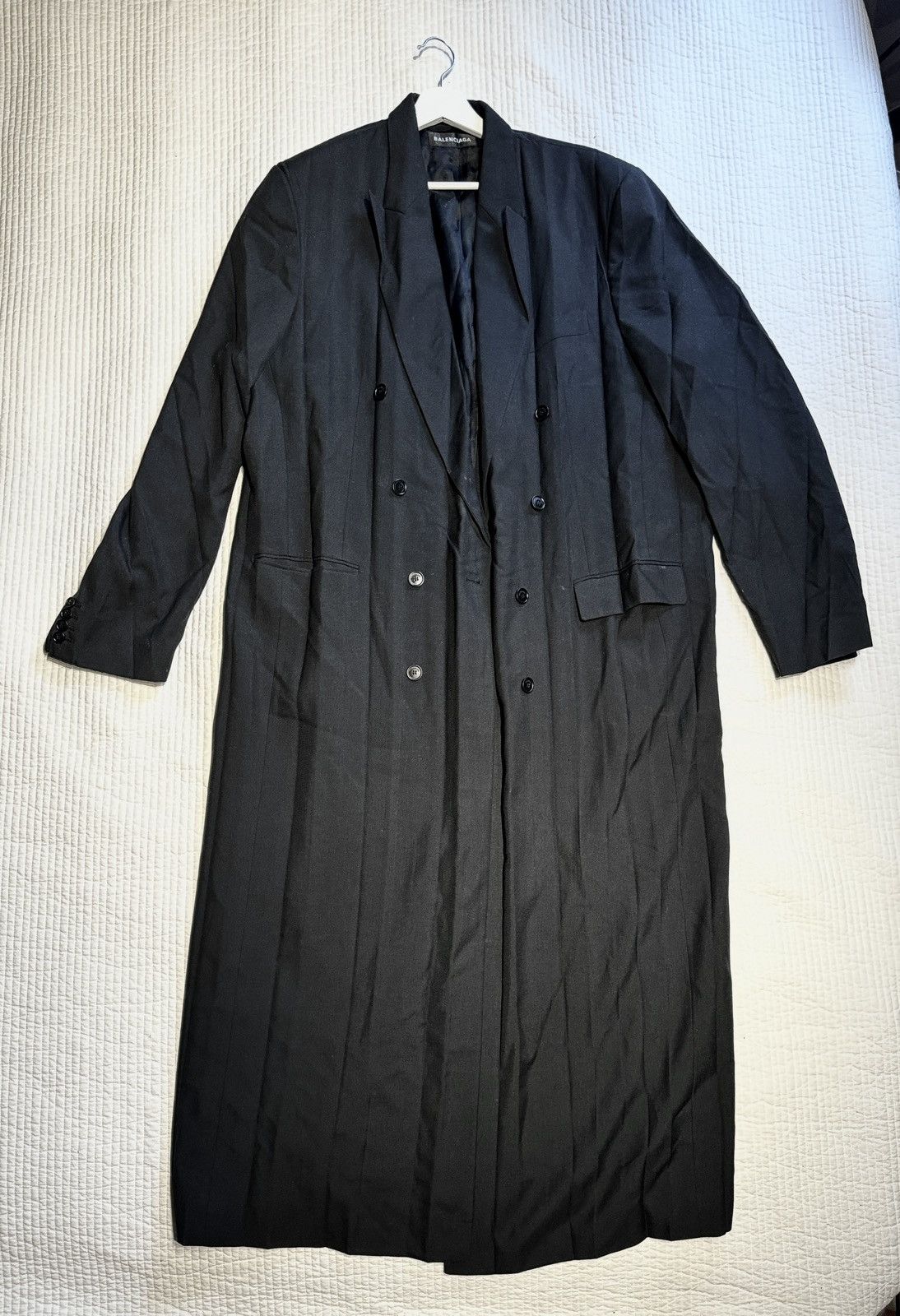 Image of Balenciaga Men's Unisex Black Button Long Coat Size 46