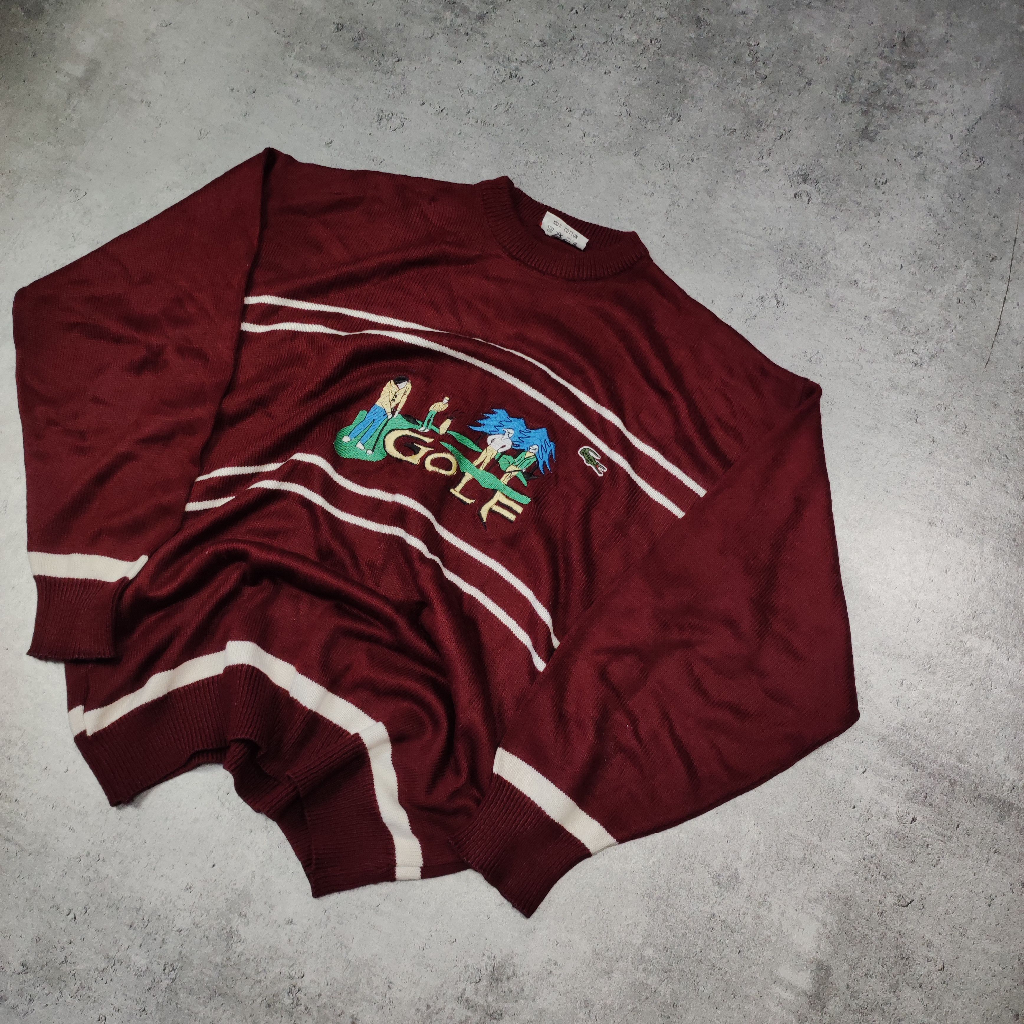 Lacoste × Vintage RARE Vintage Lacoste France 80s Golf Graphic Sweater Size US L / EU 52-54 / 3 - 2 Thumbnail