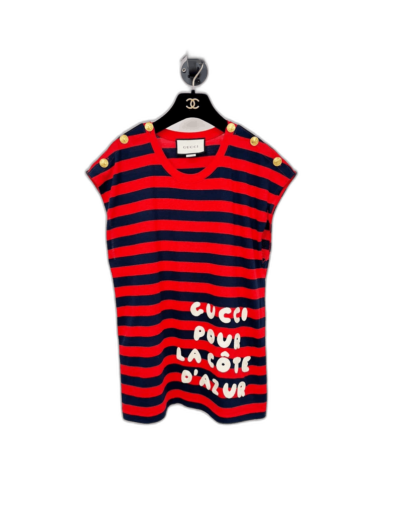 Gucci Gucci Red Striped Short Sleeve Top-2505 Size M / US 6-8 / IT 42-44 - 1 Thumbnail