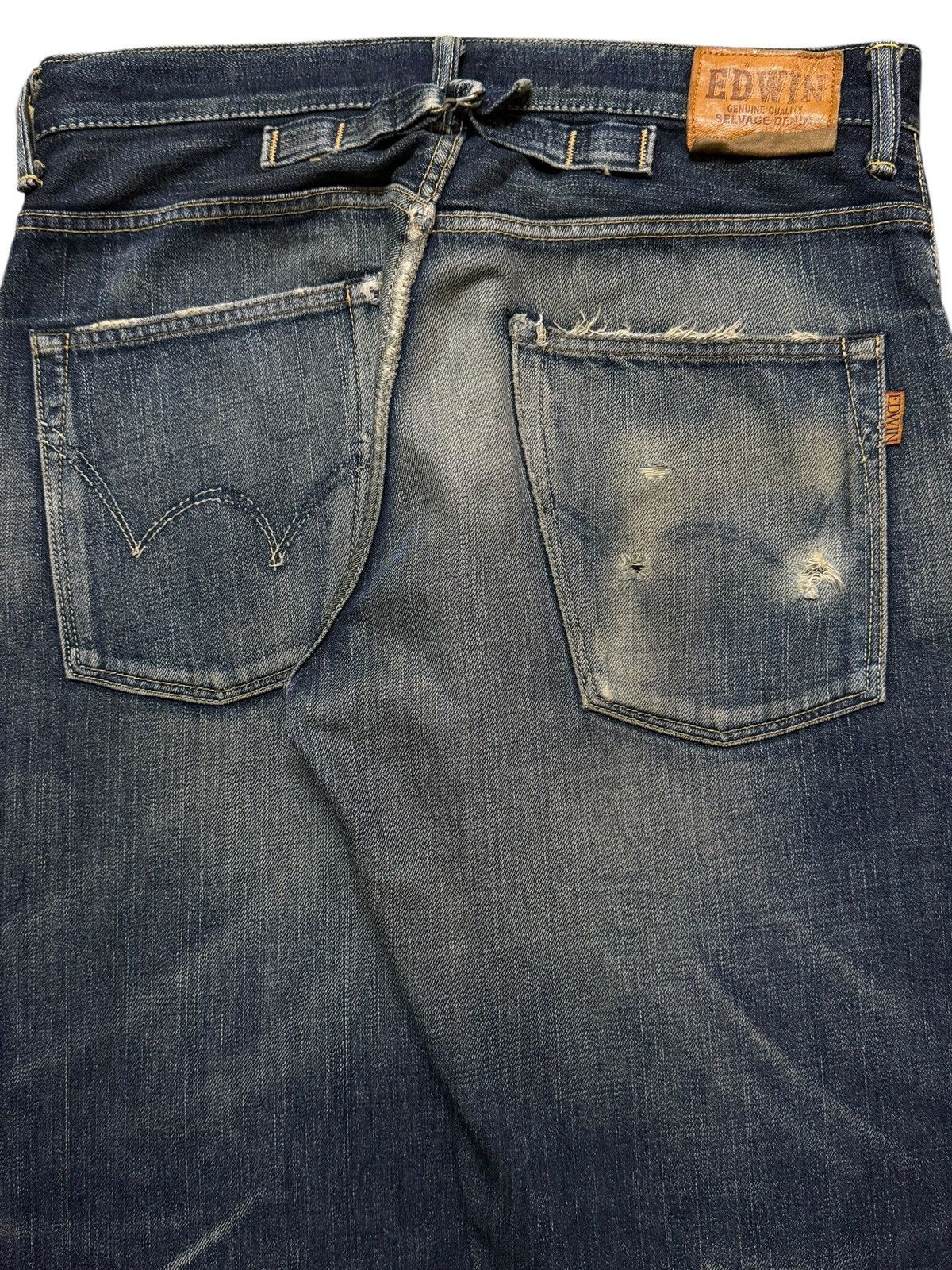 Edwin Vintage 90s Japan Edwin 505z Selvedge Faded Whisker Straight Size US 33 - 5 Thumbnail