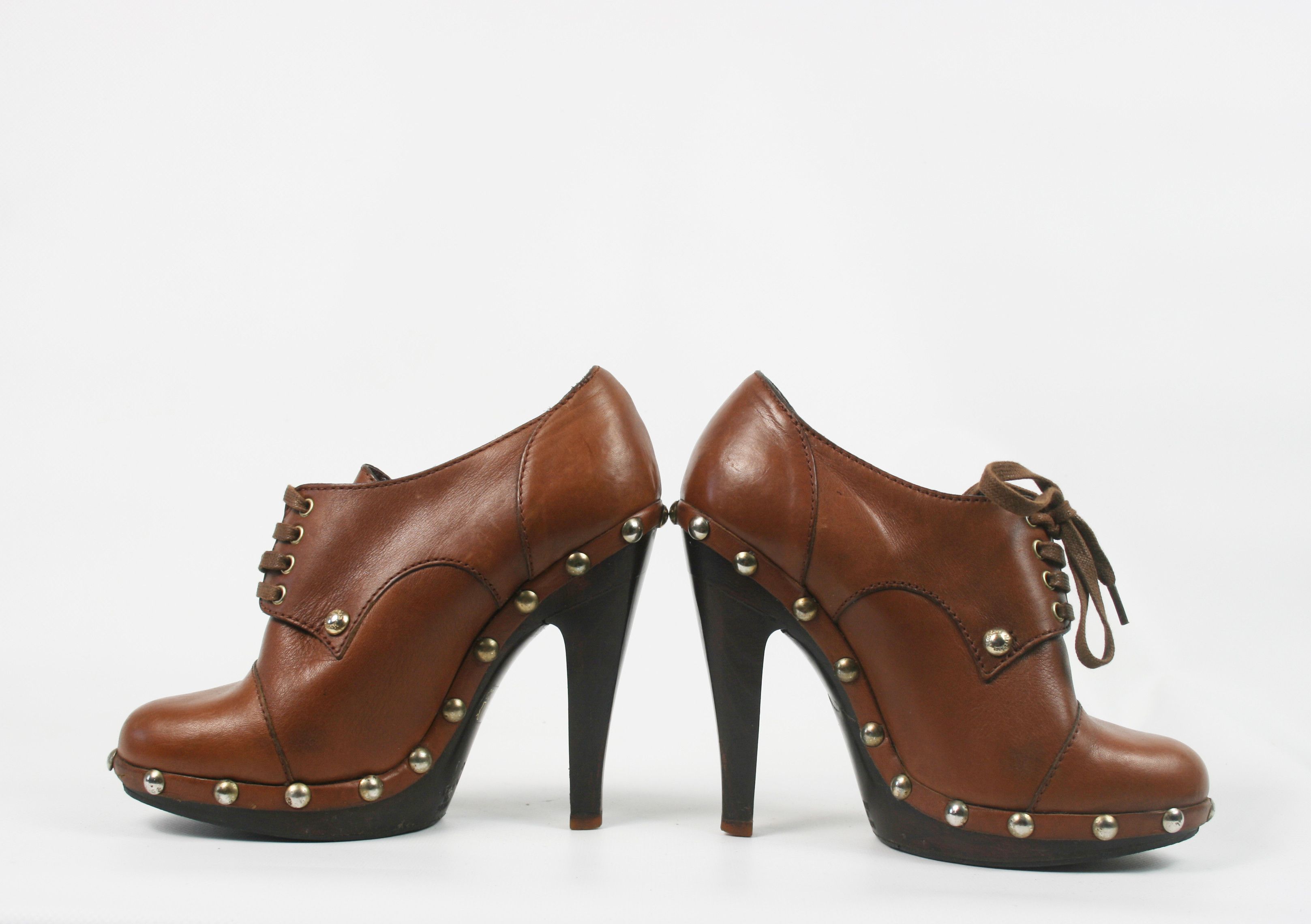Max Mara Rockstudded Leather Heeled Ankle Boots Size US 6 / IT 36 - 5 Thumbnail