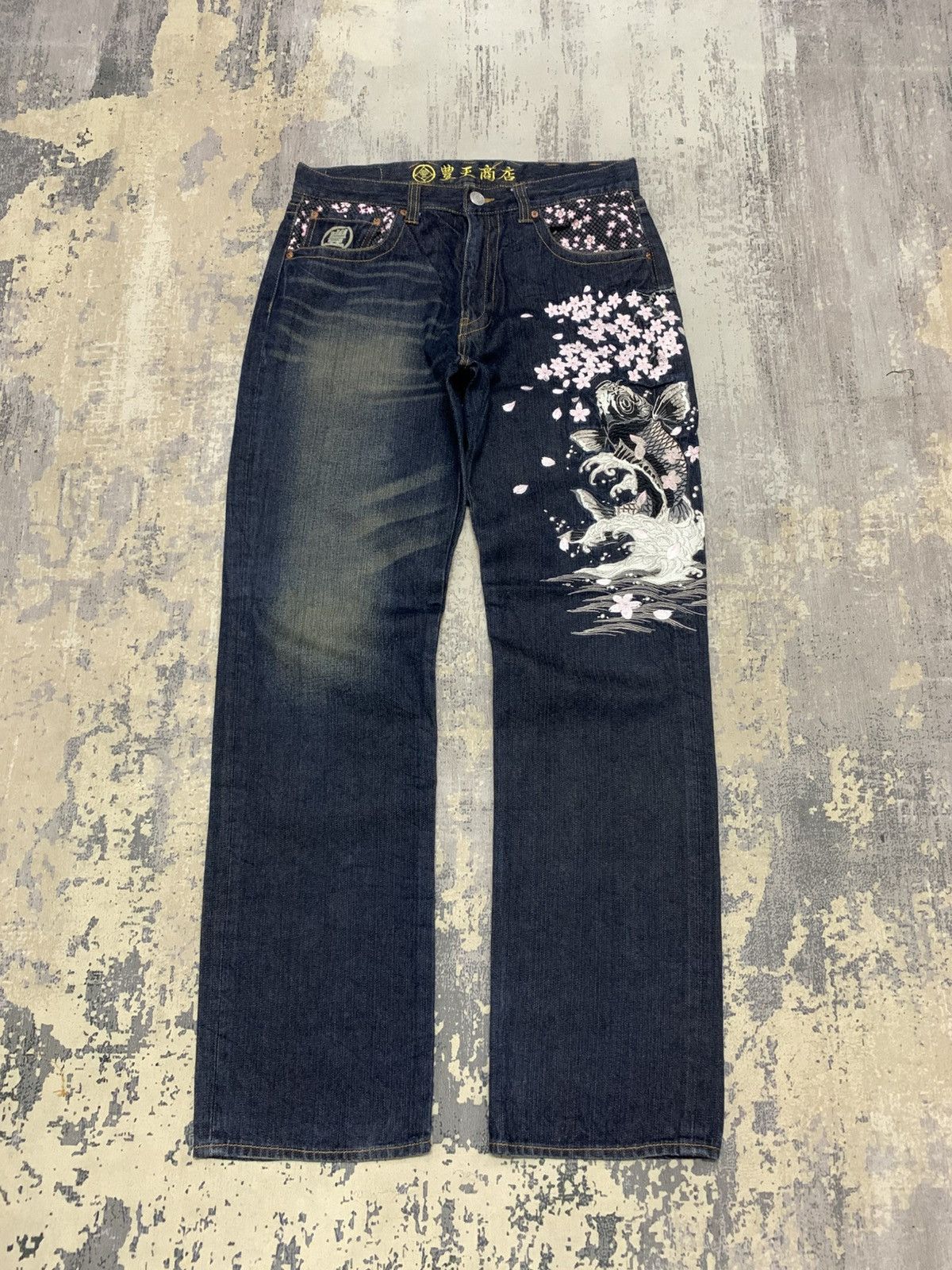 Japanese Brand Japanese Brand Kara Kuri Style Embroidery Sukajan Jeans Size US 33 - 1 Thumbnail
