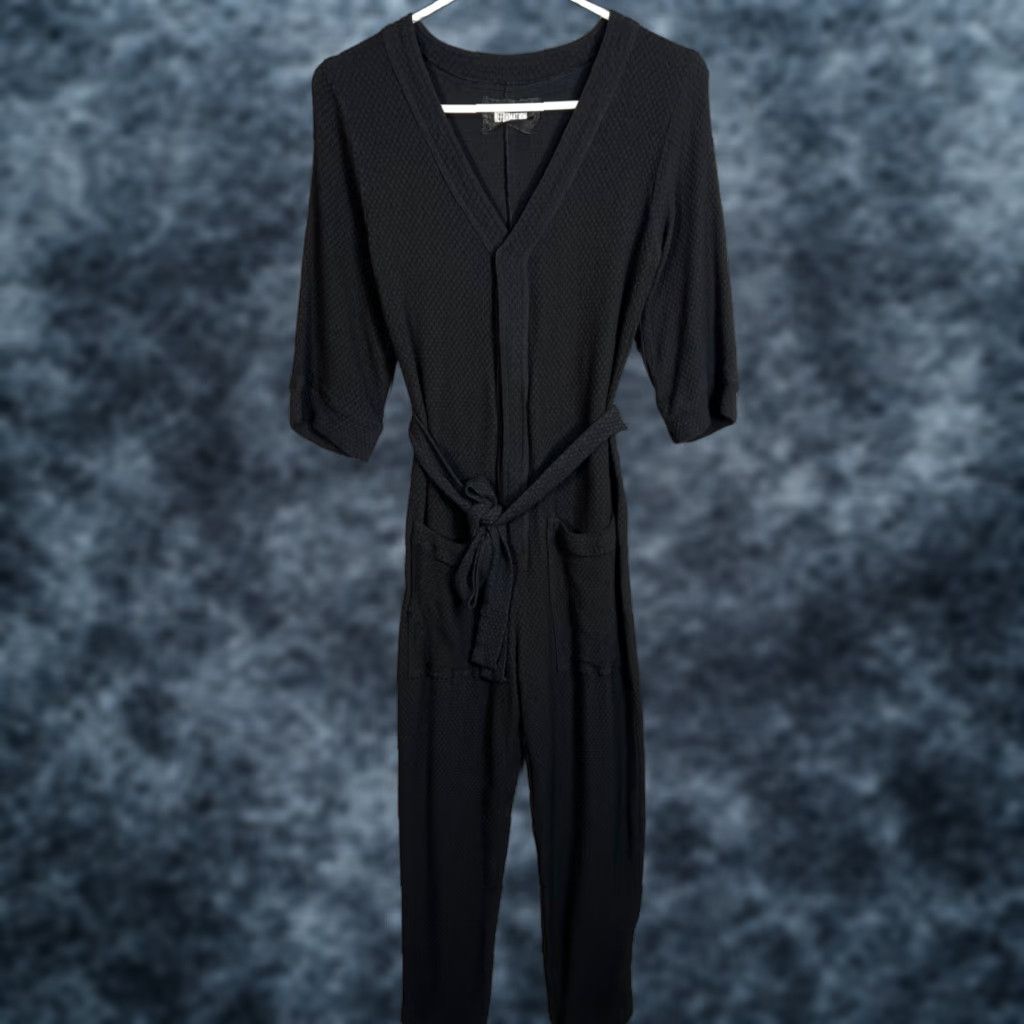 Reformation Reformation Jumpsuit One-Piece Black XS Textured Wrap With Pockets Womens Size 26" / US 2 / IT 38 - 1 Thumbnail