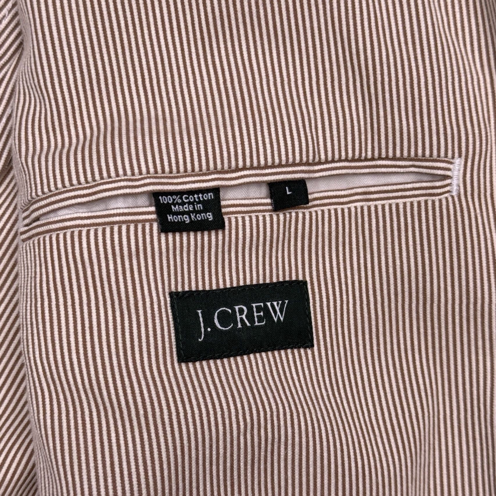 J.Crew VINTAGE J.CREW Sport Coat Mens Large Brown Striped Cotton Blazer - Single-Breasted, Three-Button, Notch Lapel, Long Jacket, Inner Pockets, Regular Fit Size 42R - 5 Thumbnail