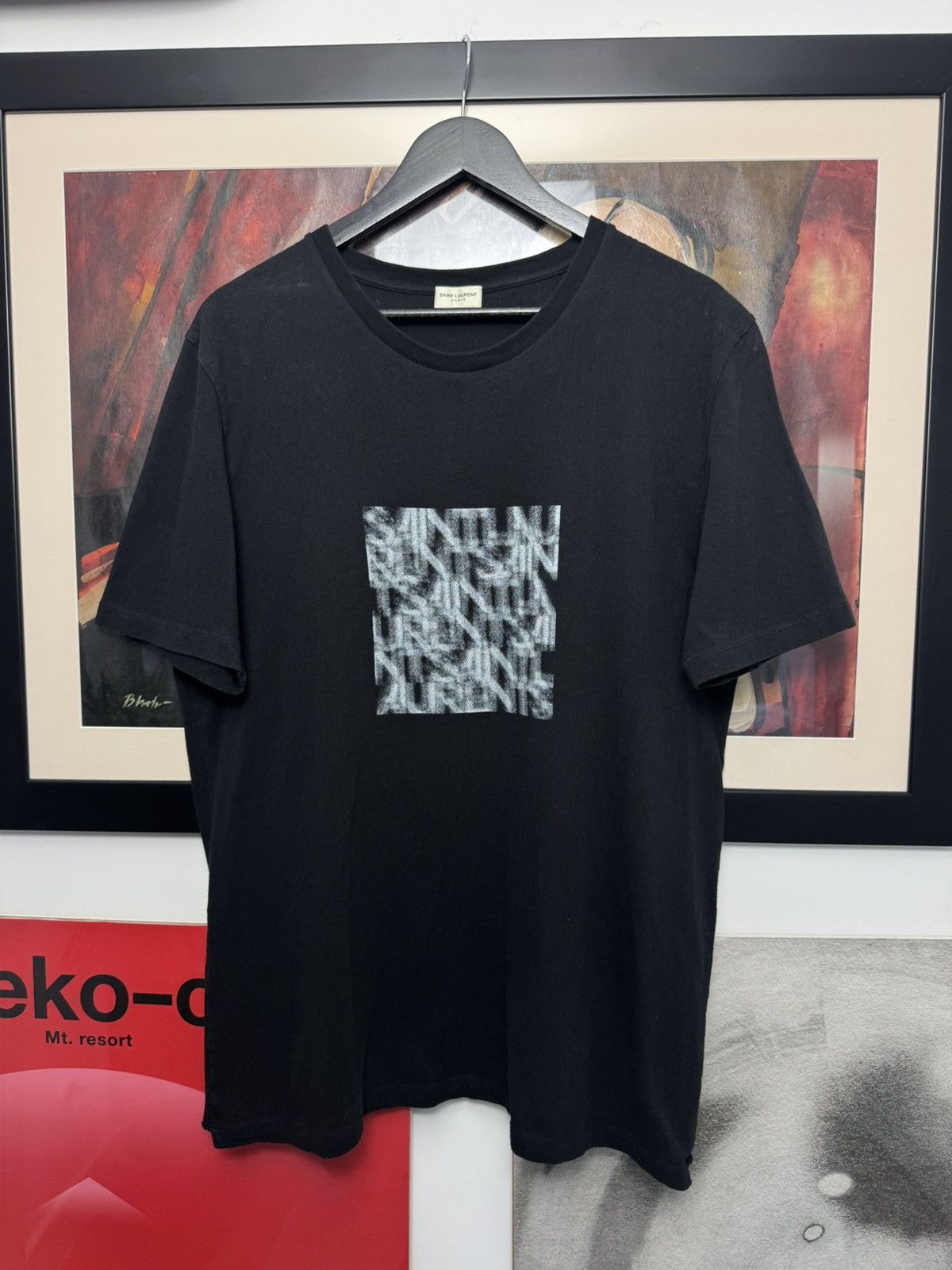 Saint Laurent Paris Saint Laurent Tee SLP Hedi Slimane Designer Logo Black Rare Size US L / EU 52-54 / 3 - 1 Thumbnail