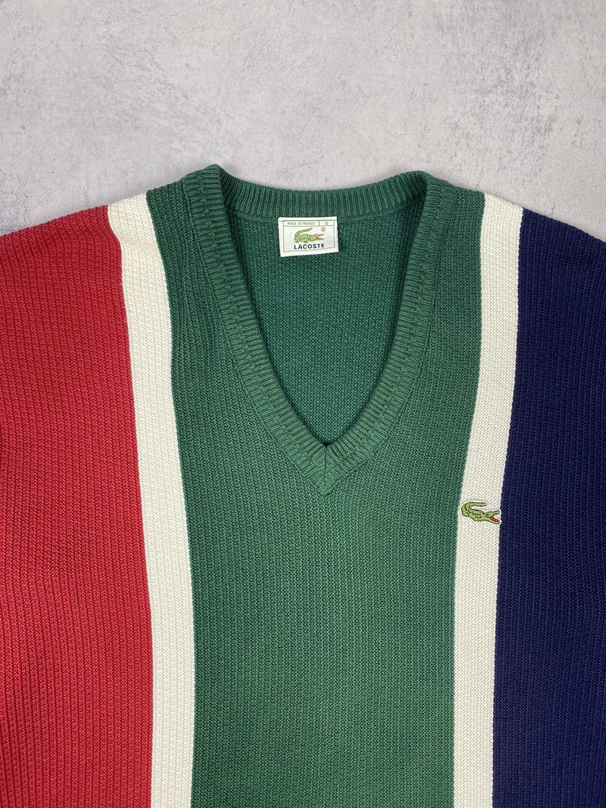 Lacoste Lacoste Stripped Designer Knitted Jumper Sweater Vintage 90s Size US L / EU 52-54 / 3 - 6 Thumbnail