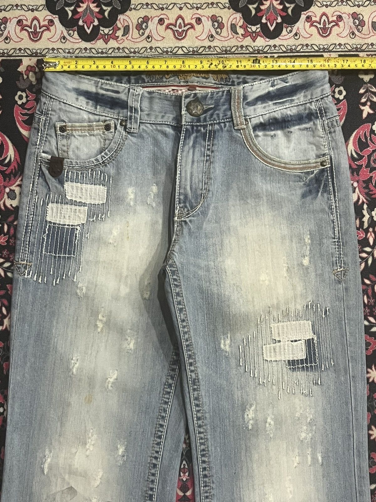 Japanese Brand Japanese Brand Shame Jeans Sashiko Patch Stitch Light Denim Size US 30 / EU 46 - 12 Thumbnail