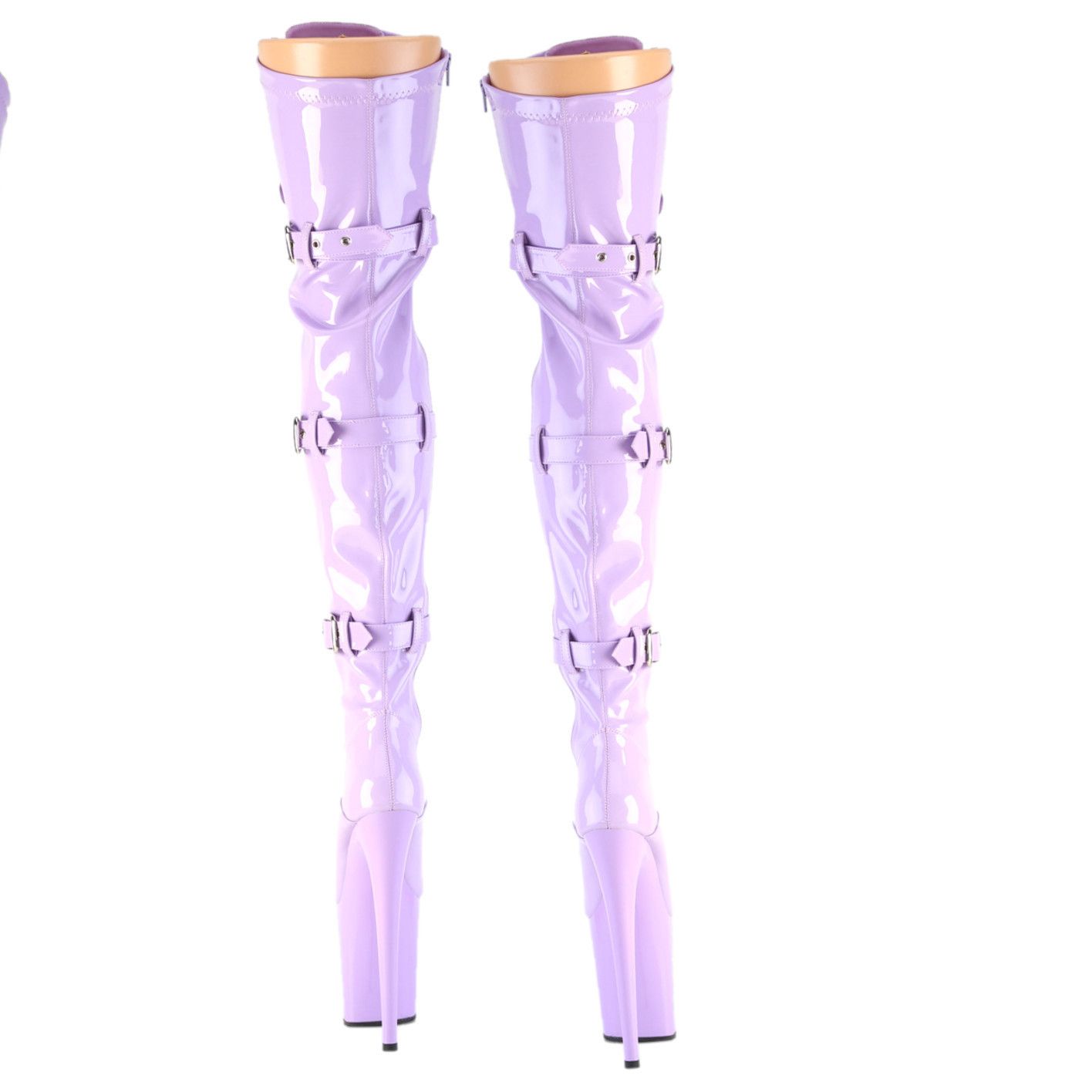 Other Lilac Purple Patent Stretch Thigh Boots Platform 8" Heel Fla Size US 6 / IT 36 - 2 Thumbnail
