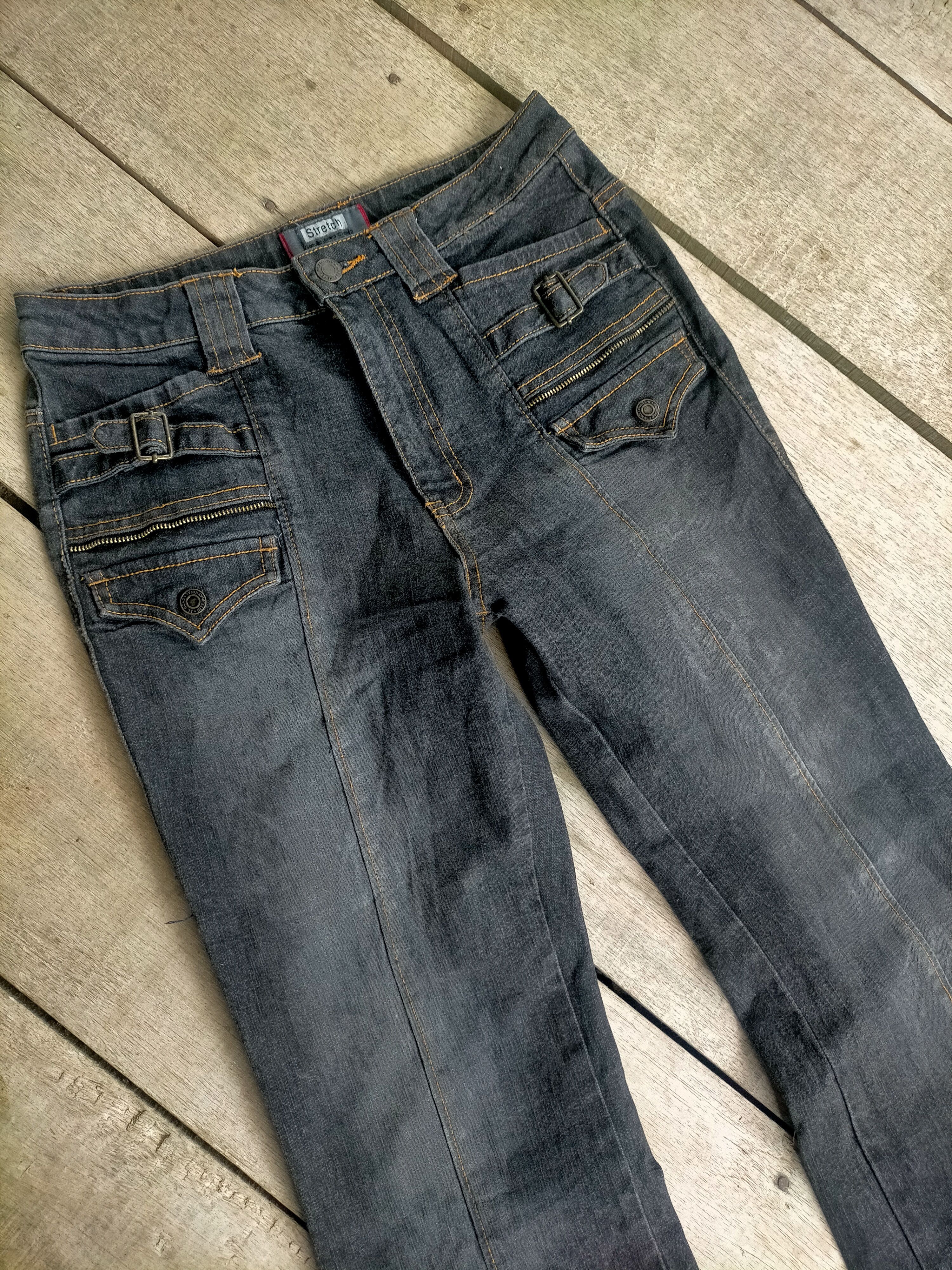 If Six Was Nine × Tornado Mart 🔥 Mudwash 🔥 Flare Stretch Double Leg Jeans Size US 28 / EU 44 - 3 Thumbnail