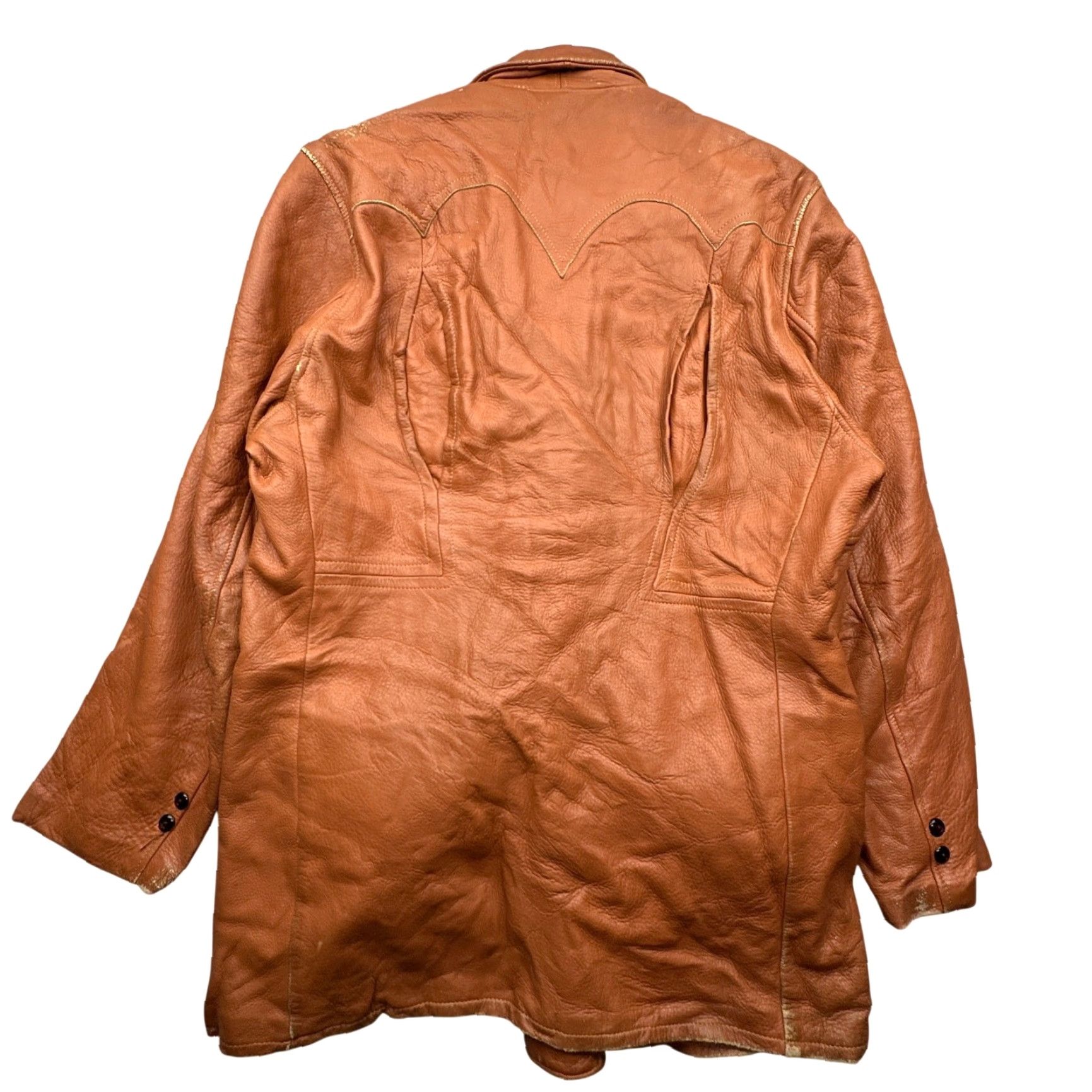 Vintage VINTAGE 70s WB Place & Co Deerskin Leather Coat Jacket Mens 42 Large Brown Overcoat Leather Coat Mens 42 Brown Mens Size US XS / EU 42 / 0 - 2 Thumbnail