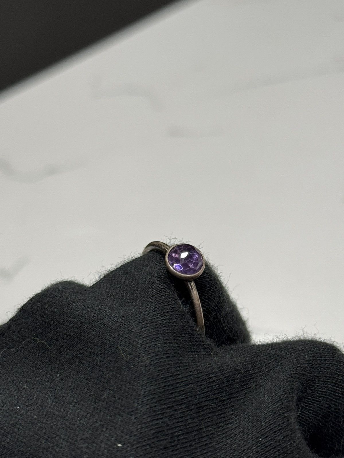 pandora RETIRED Pandora 925 Amethyst Feb Birthstone Ring Size ONE SIZE - 1 Thumbnail