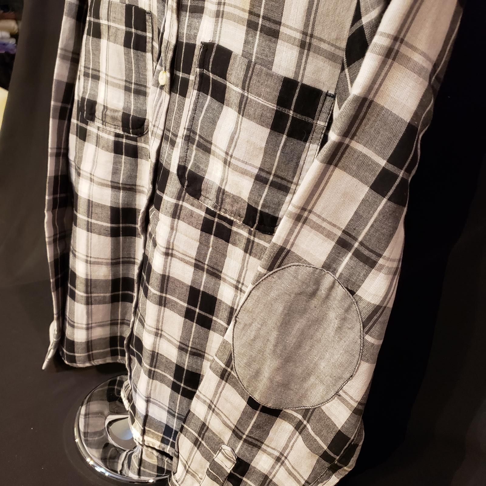 Mossimo Mossimo Black and White Plaid Casual Shirt with Elbow XL Size XL / US 12-14 / IT 48-50 - 2 Thumbnail