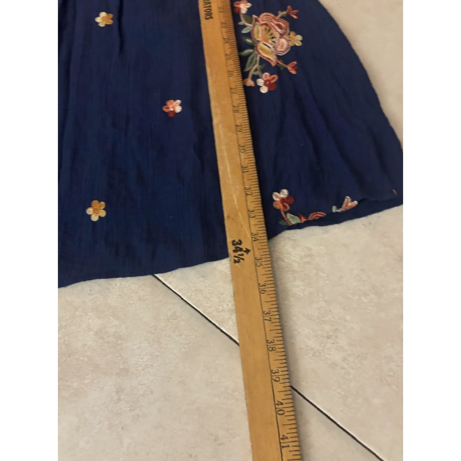 Vintage Fig and Flower Dress Womens PM Blue Embroidered Floral Boho Fit & Flare Mini Size M / US 6-8 / IT 42-44 - 6 Thumbnail