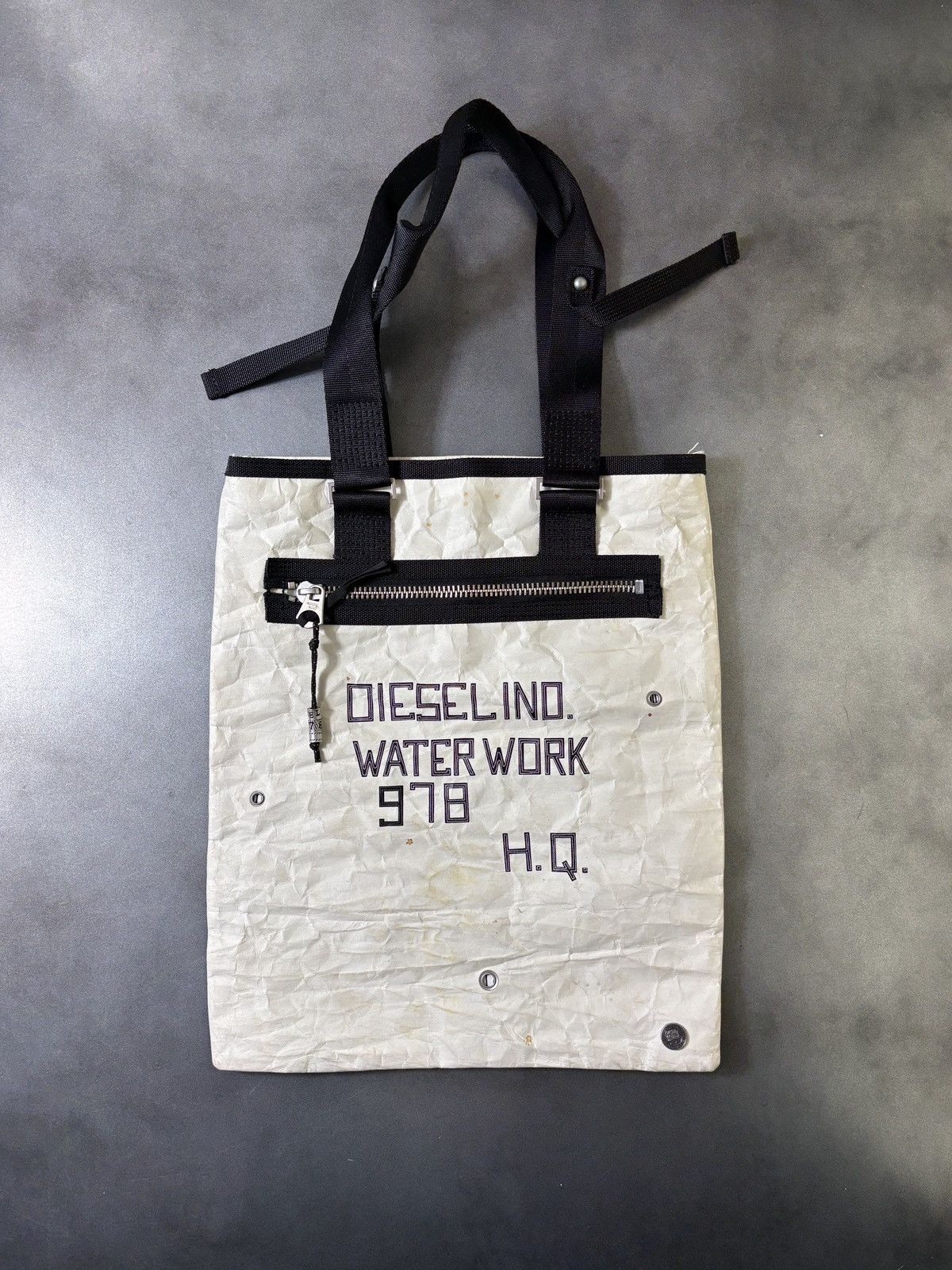 Diesel Diesel Paper Bag Waxed Tote Bag Y2K Crinkle Texture Purse Size ONE SIZE - 1 Thumbnail