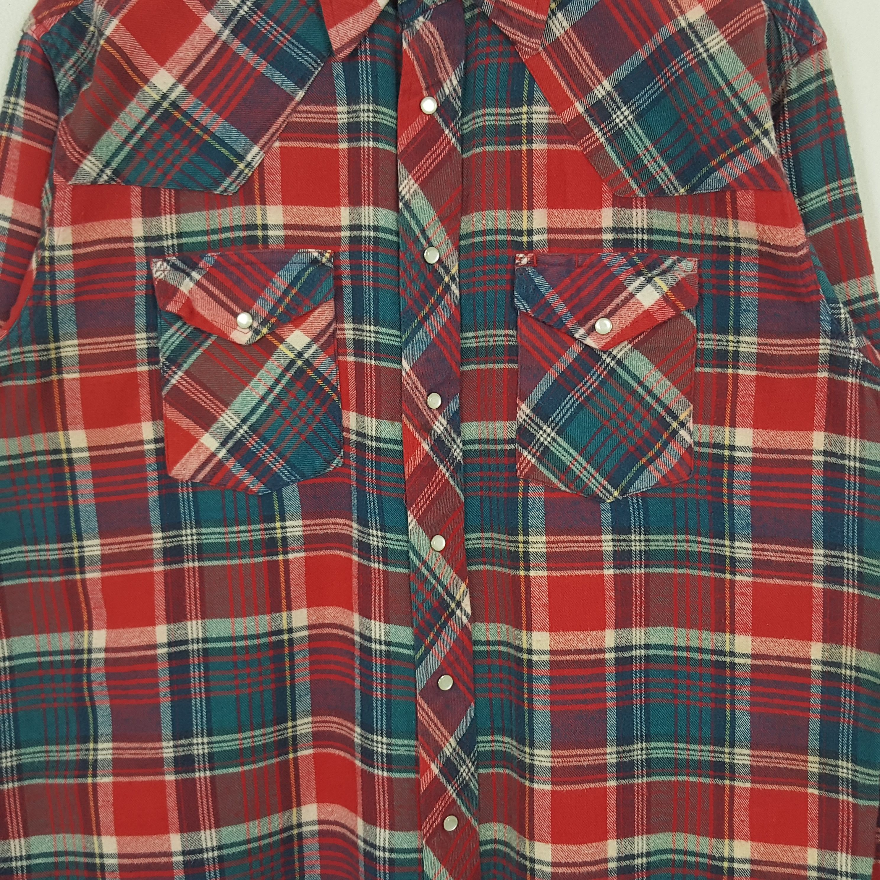 Vintage × Wrangler Vintage Wrangler American Style Flannel Shirt Button Up Size US XXL / EU 58 / 5 - 2 Thumbnail