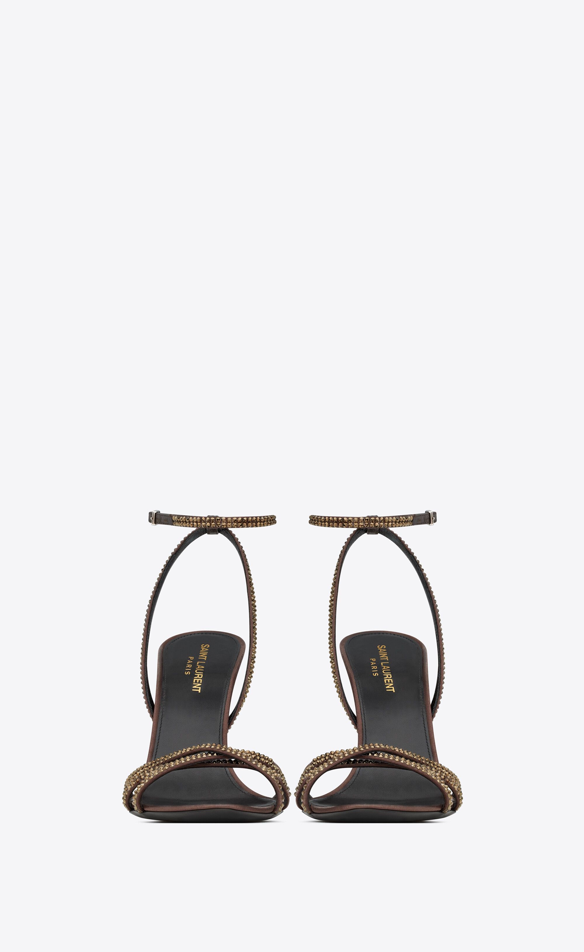 Saint Laurent Paris o1s1wg110225 731571 Ava Sandals Crepe Satin Rhinestones Size US 7 / IT 37 - 3 Thumbnail