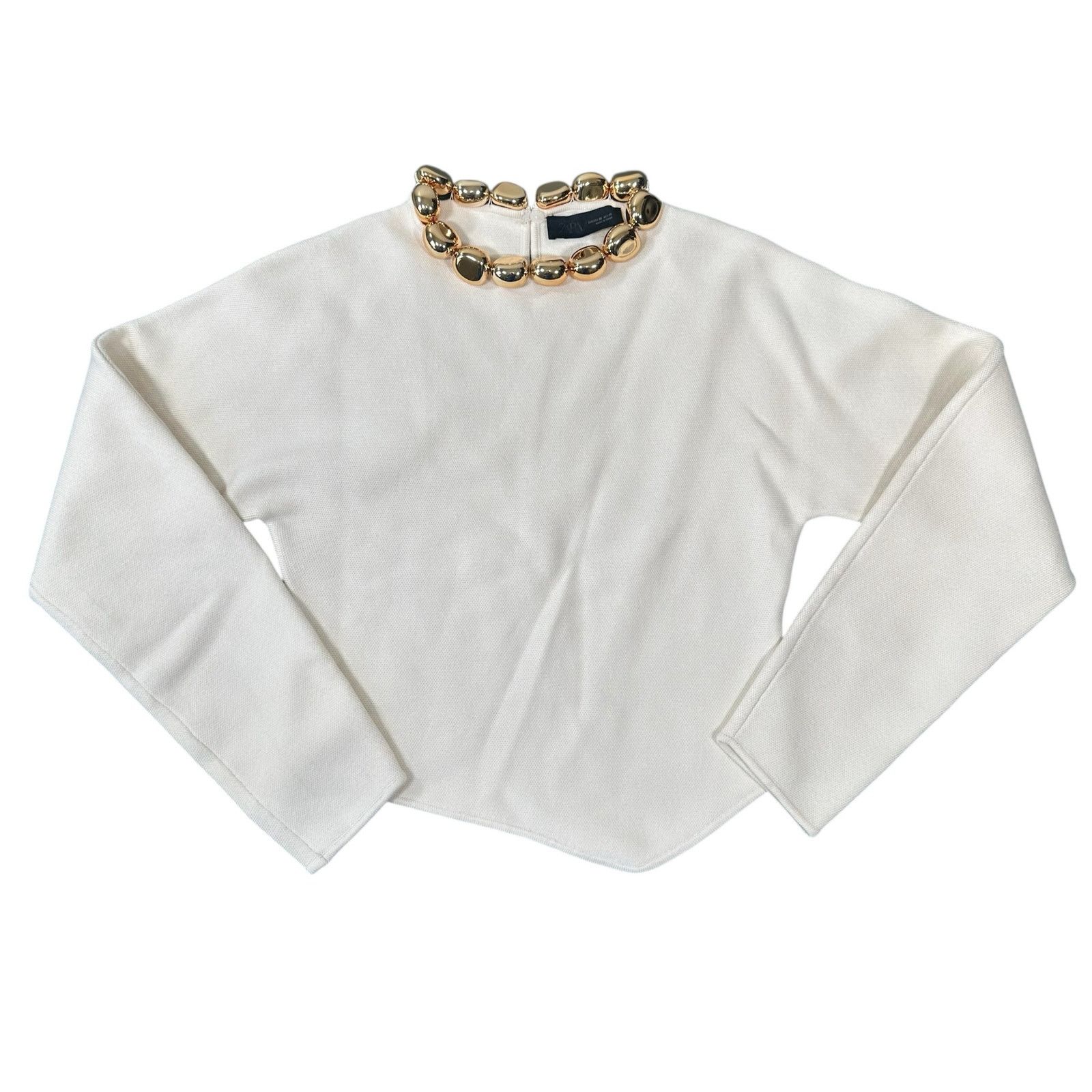 Zara Zara Women's Knit Beaded Neck Jumper Top Size XS Size XS / US 0-2 / IT 36-38 - 3 Thumbnail