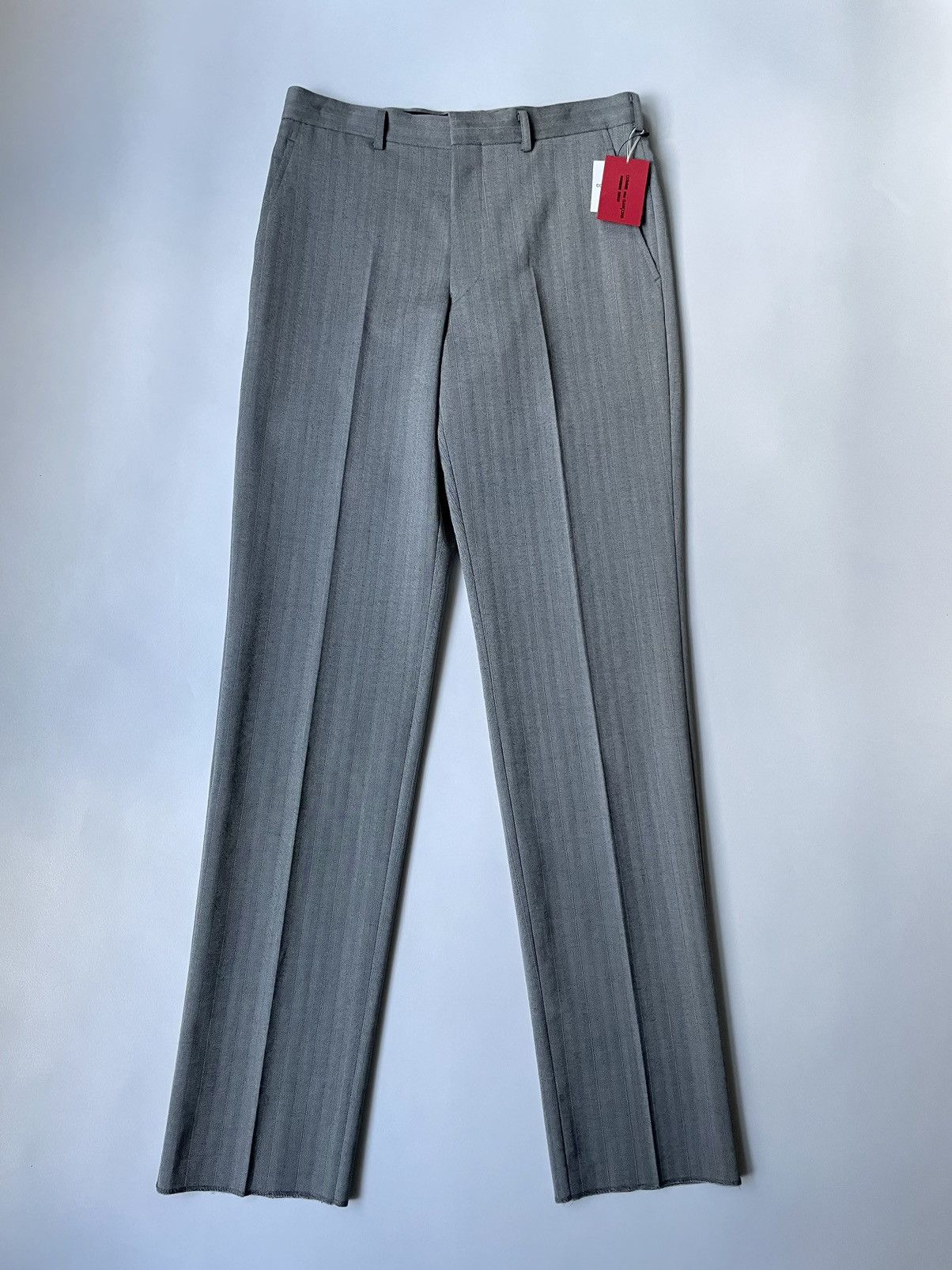 image of Comme Des Garcons x Comme Des Garcons Homme Plus A/w 07 Herringbone Wool Trousers in White (Size 32