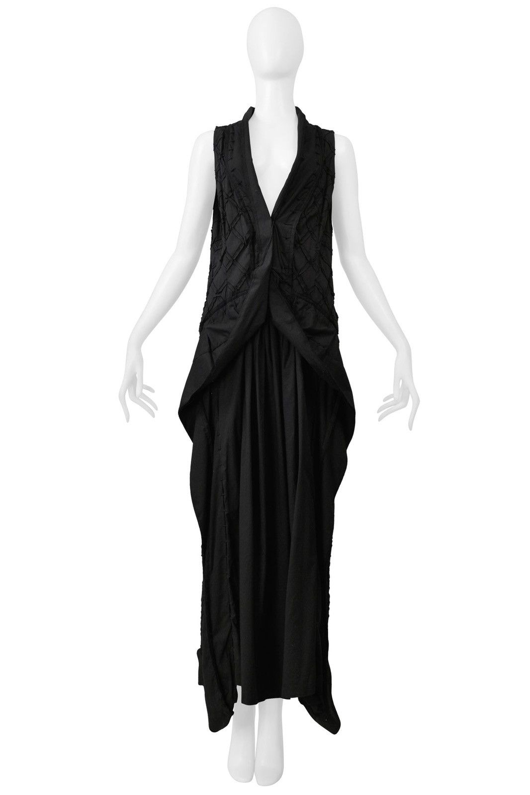 Issey Miyake Issey Miyake SS2003 Black Diamond Stitch Sleeveless Dress Size M / US 6-8 / IT 42-44 - 1 Thumbnail