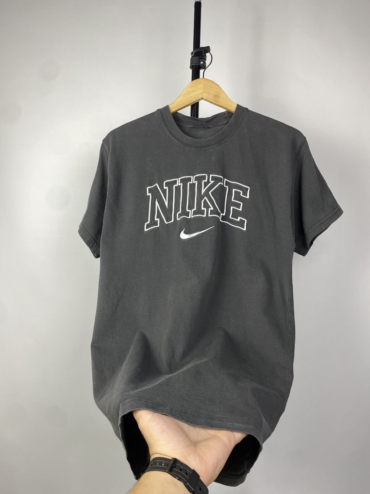 Nike × Vintage Nike Vintage T Shirt 90s Big Logo Y2k USA Affliciton Size US S / EU 44-46 / 1 - 4 Thumbnail