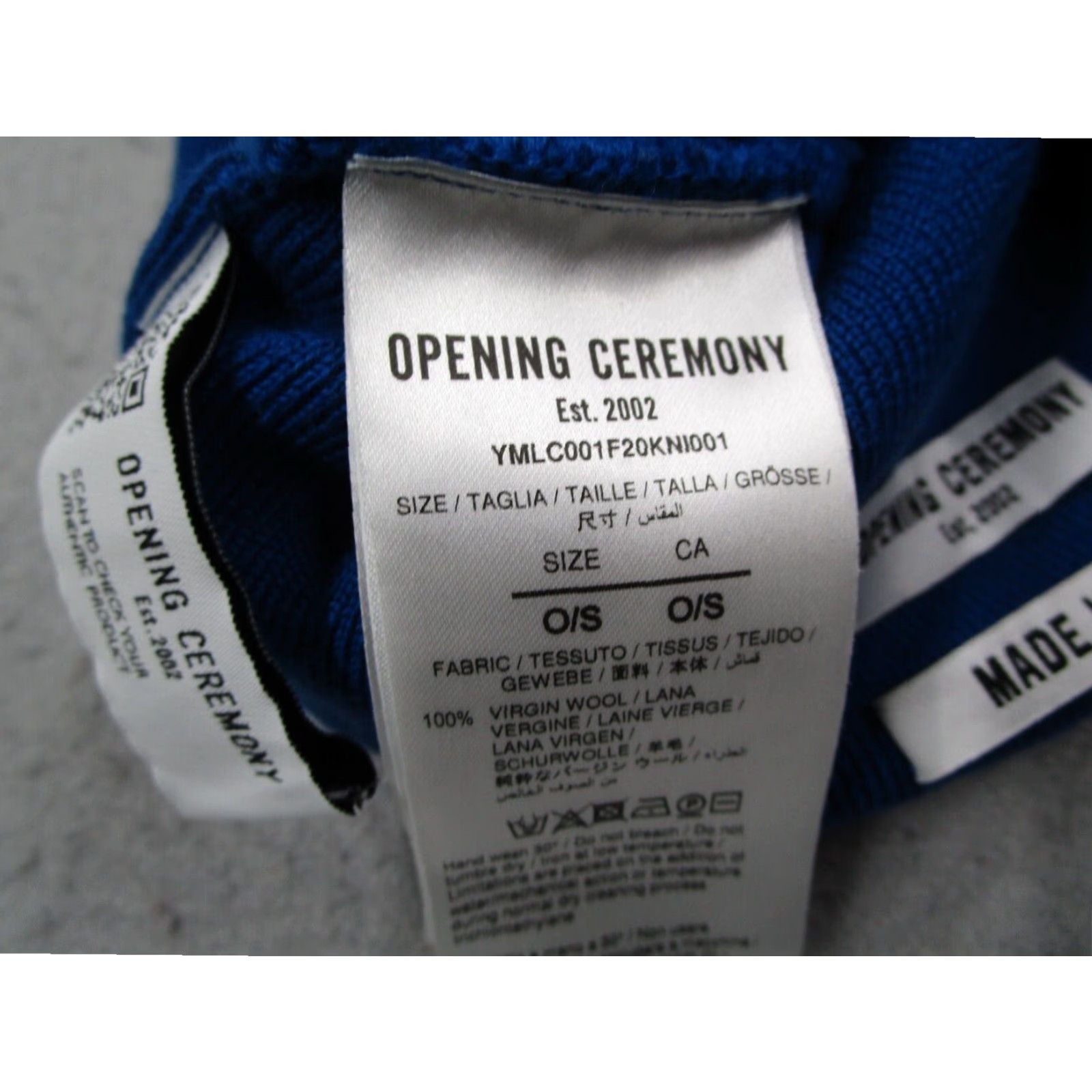 Opening Ceremony Opening Ceremony Blue Virgin Wool Cuffed Beanie Mens One Size Italy Made Size ONE SIZE - 4 Thumbnail