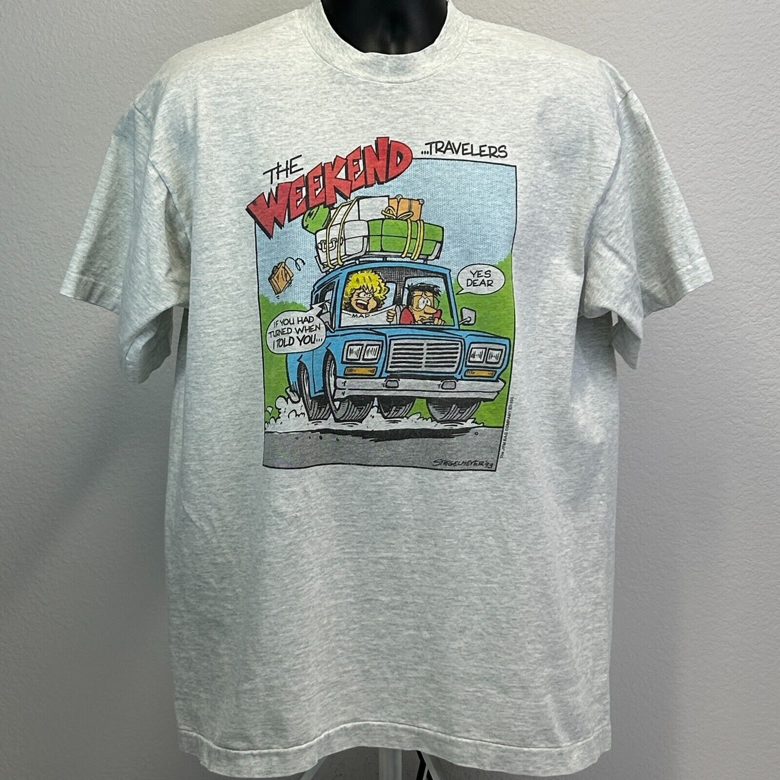 Fruit Of The Loom Vintage 90s The Weekend Travelers T Shirt Husband XL X-Large Size US XL / EU 56 / 4 - 2 Thumbnail