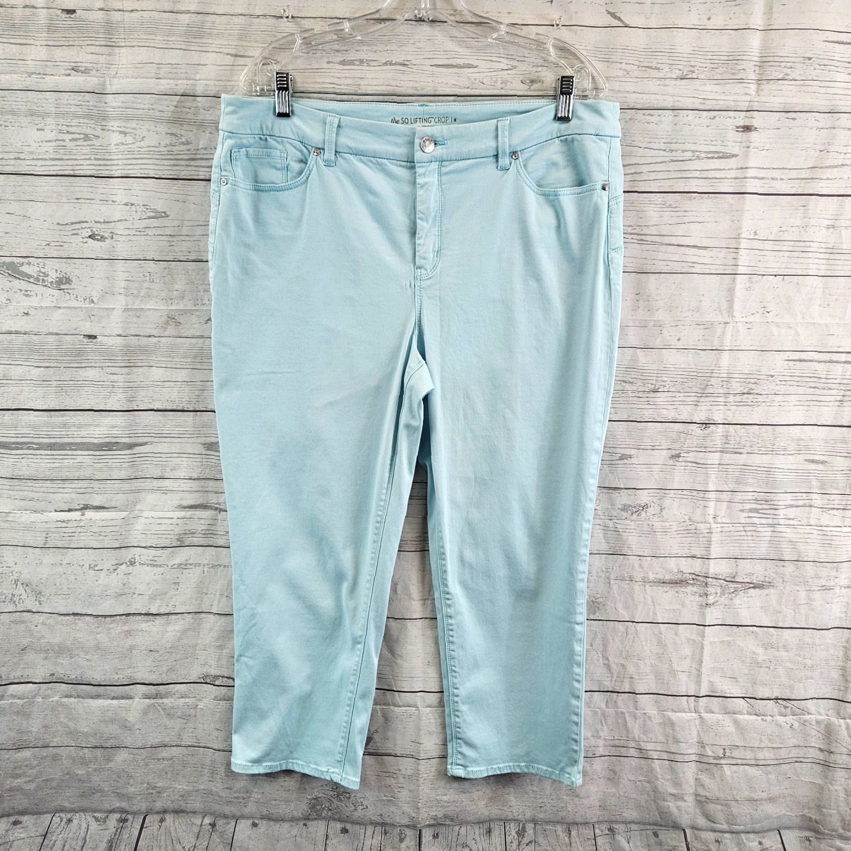 Vintage Chico's Women So Lifting Crop Pants 12 Light Blue High Rise Crop Pants Womens size 12 Blue 22.5in Inseam 11in Rise Size 34" / US 12 / IT 48 - 2 Thumbnail