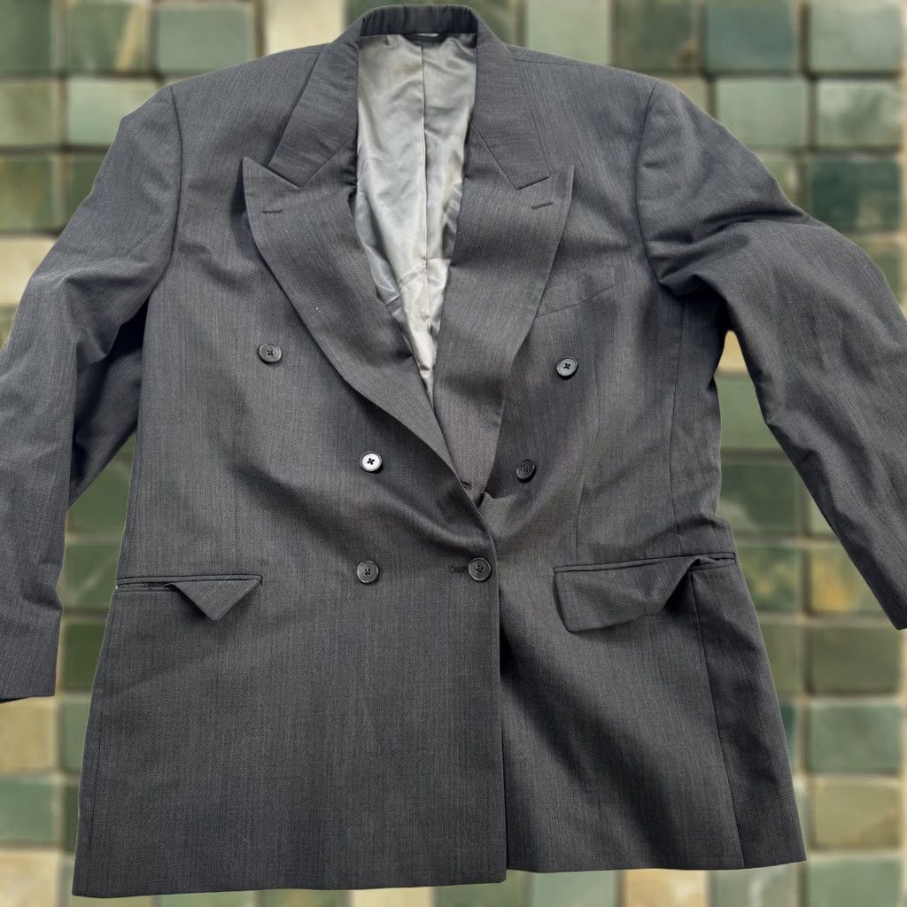 Perry Ellis Perry Ellis Portfolio Blazer Mens Large Gray Double Breasted Wool 2 Piece Jacket Macy’s Size 42R - 1 Thumbnail