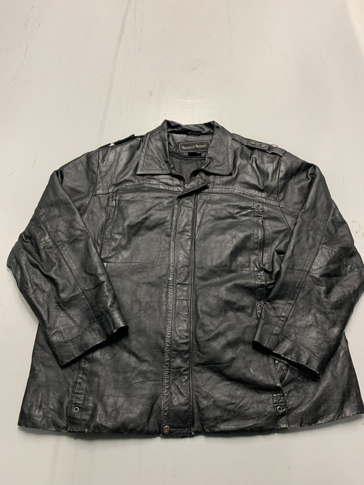 Vintage Vintage Seventh Avenue Black Leather Jacket Size US XL / EU 56 / 4 - 1 Thumbnail