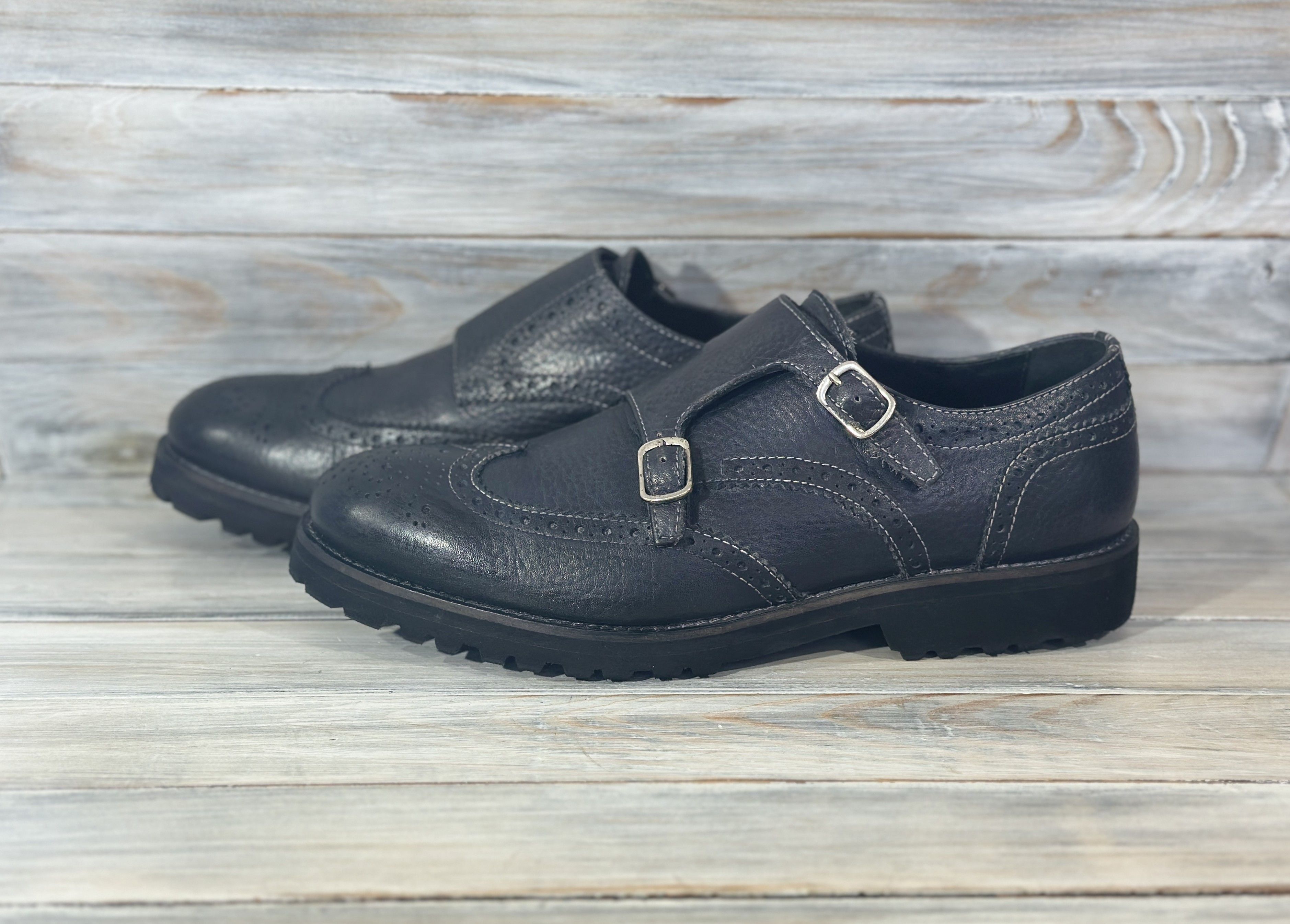 Leather JEROLD WILTON Monk Leather Shoes Made In Italy Luxury Brand Size US 9.5 / EU 42-43 - 19 Thumbnail