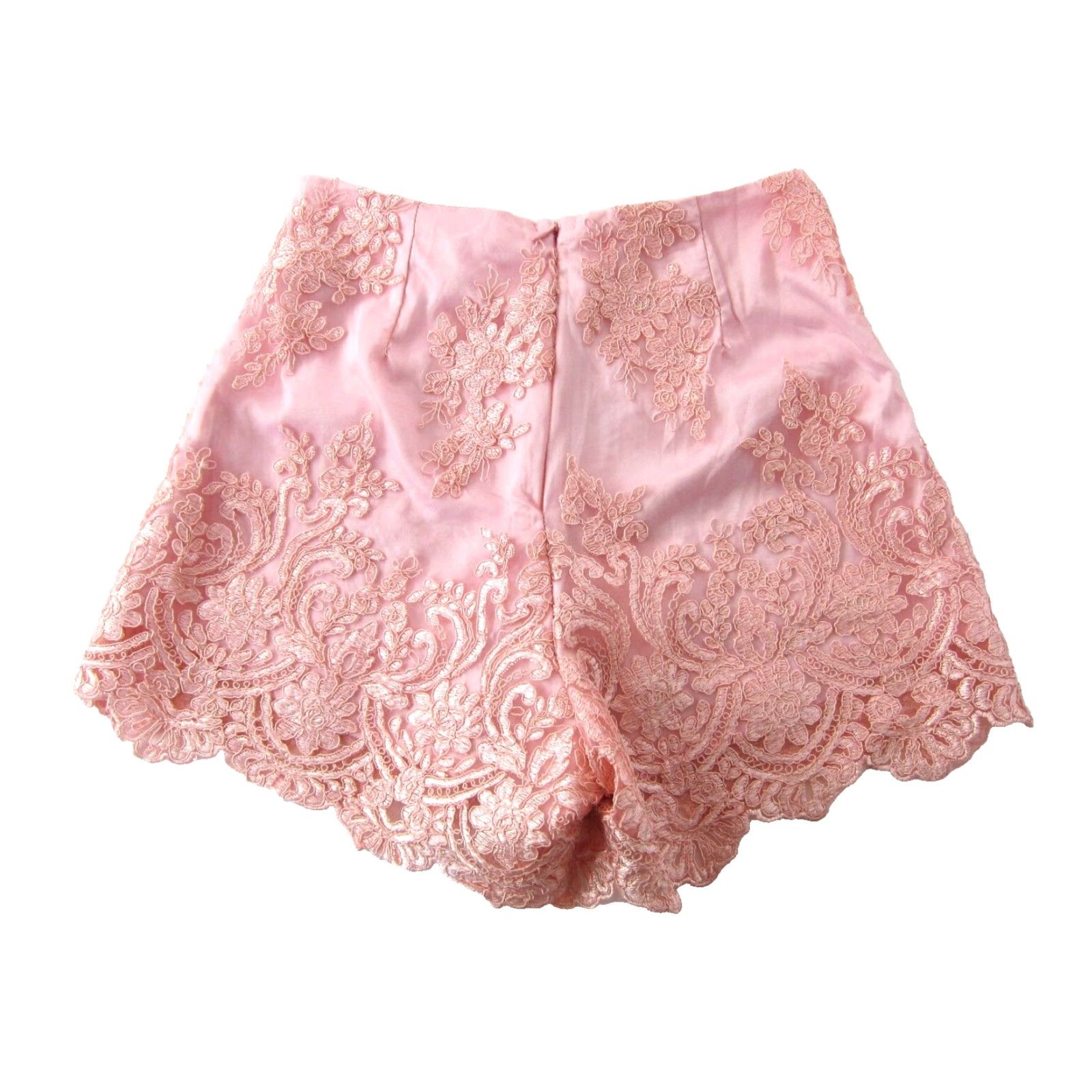 Vintage Solaris Style NWT Pink Lace Floral High Rise Victorian Shorts Medium Womens Shorts Size 32" / US 10 / IT 46 - 2 Thumbnail