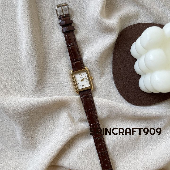 Jewelry Square Retro Vintage Watch with Leather Strap Size ONE SIZE - 3 Thumbnail
