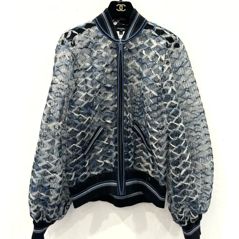 Chanel Chanel Women's Blue Polyester Jacket 0089 Size S / US 4 / IT 40 - 1 Thumbnail