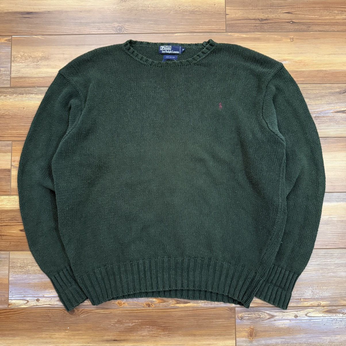 Vintage Green Polo Ralph Lauren Heavy Knit Sweater