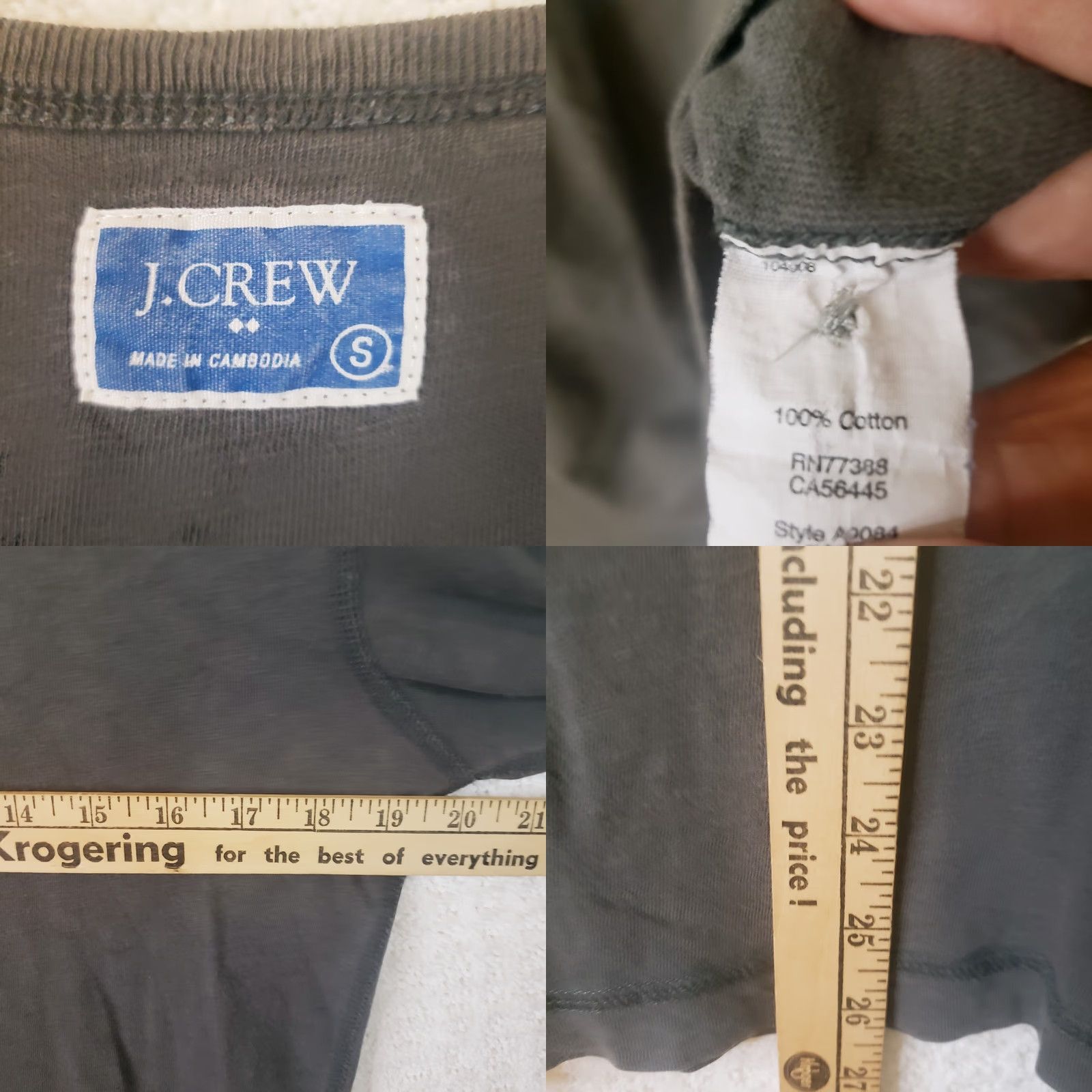J.Crew J.CREW Henley Shirt Mens L Dark Gray Cotton Long Sleeve Preppy Casual Shirt Size US L / EU 52-54 / 3 - 9 Thumbnail