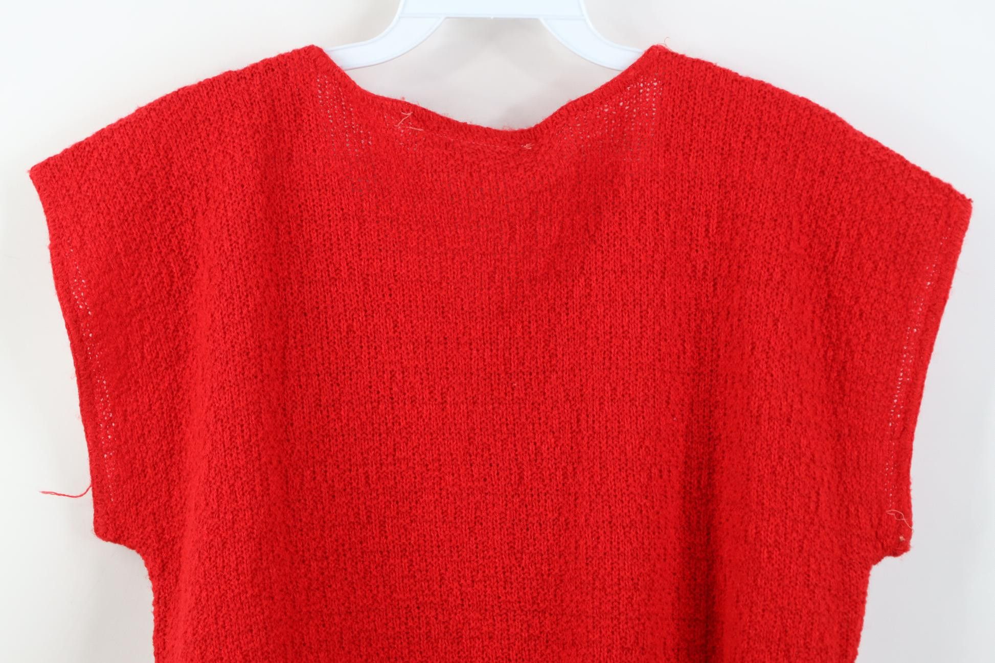 Vintage Vintage 70s 80s Dolman Sleeve Knit Sweater Vest Red USA Size M / US 6-8 / IT 42-44 - 10 Thumbnail