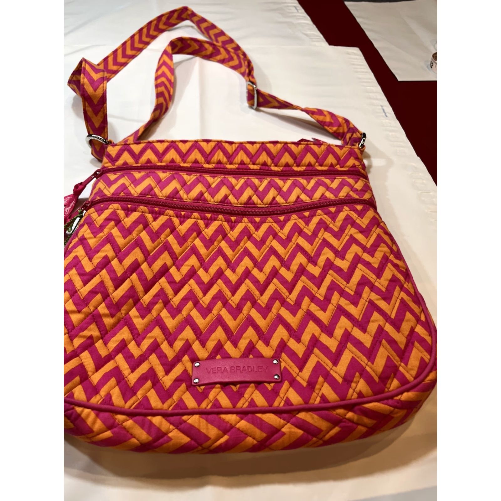 Vera Bradley Vera Bradley Crossbody Purse Hipster Ziggy Zags Pink Orange 11x12 Full Size Size ONE SIZE - 3 Thumbnail