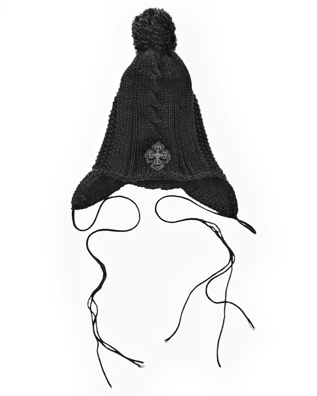Chrome Hearts RARE Filigree 3rd Eye Silver Cross Patch Pom Beanie Size ONE SIZE - 2 Thumbnail